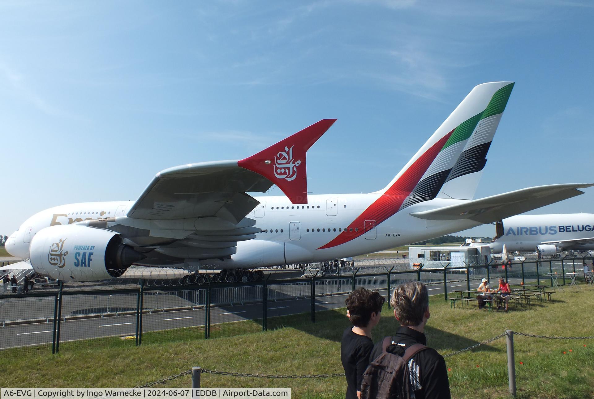 A6-EVG, 2018 Airbus A380-842 C/N 256, Airbus A380-842 of Emirates at the ILA 2024, Berlin