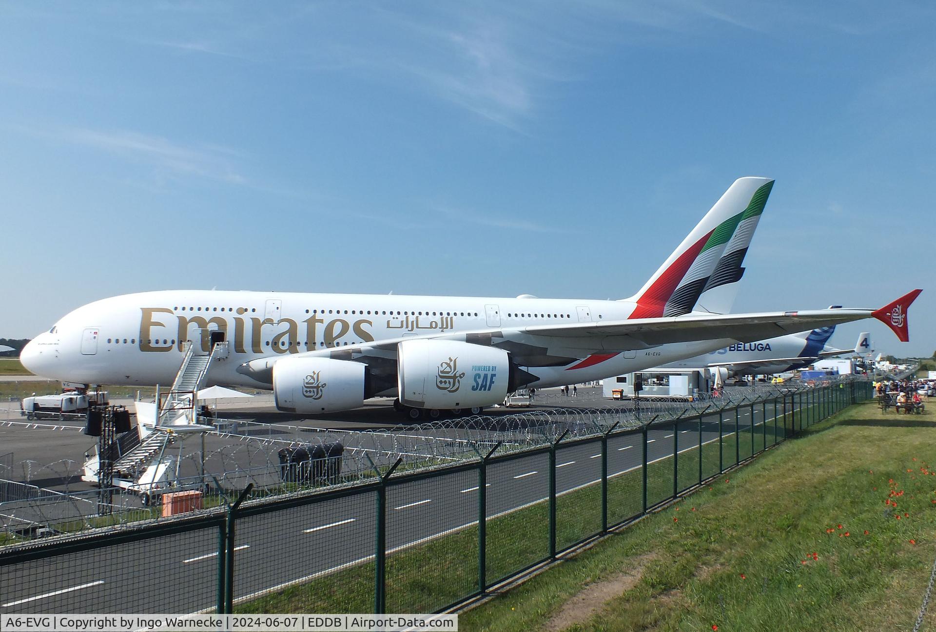 A6-EVG, 2018 Airbus A380-842 C/N 256, Airbus A380-842 of Emirates at the ILA 2024, Berlin