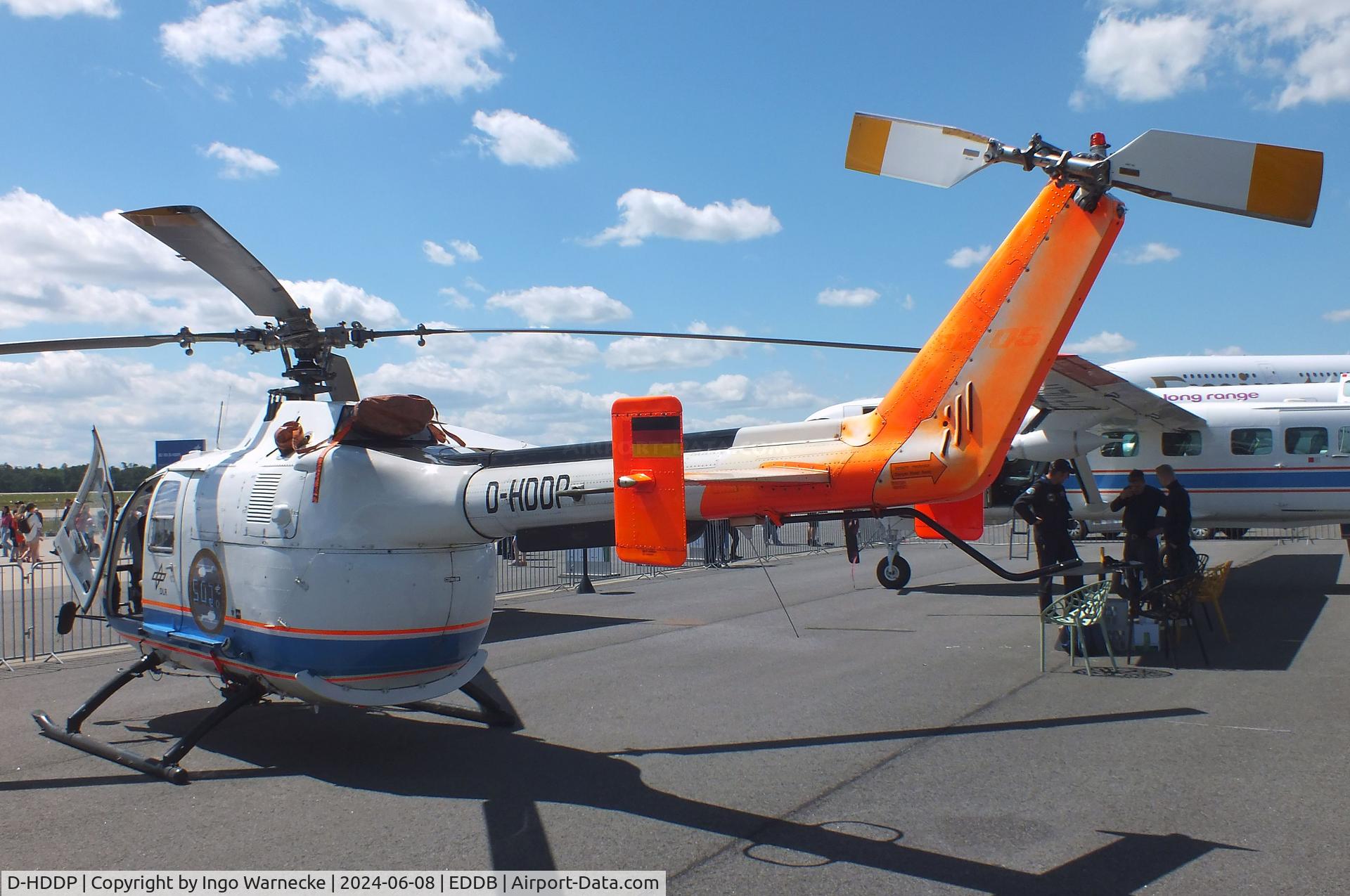 D-HDDP, 1973 MBB Bo.105C C/N S-123, MBB Bo 105C of the DLR (celebrating 50 years of use as research helicopter) at ILA 2024, Berlin