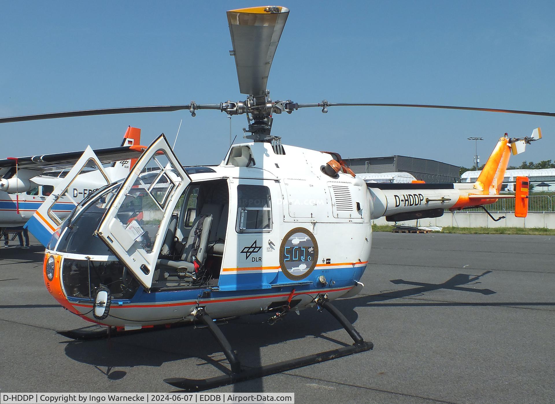 D-HDDP, 1973 MBB Bo.105C C/N S-123, MBB Bo 105C of the DLR (celebrating 50 years of use as research helicopter) at ILA 2024, Berlin