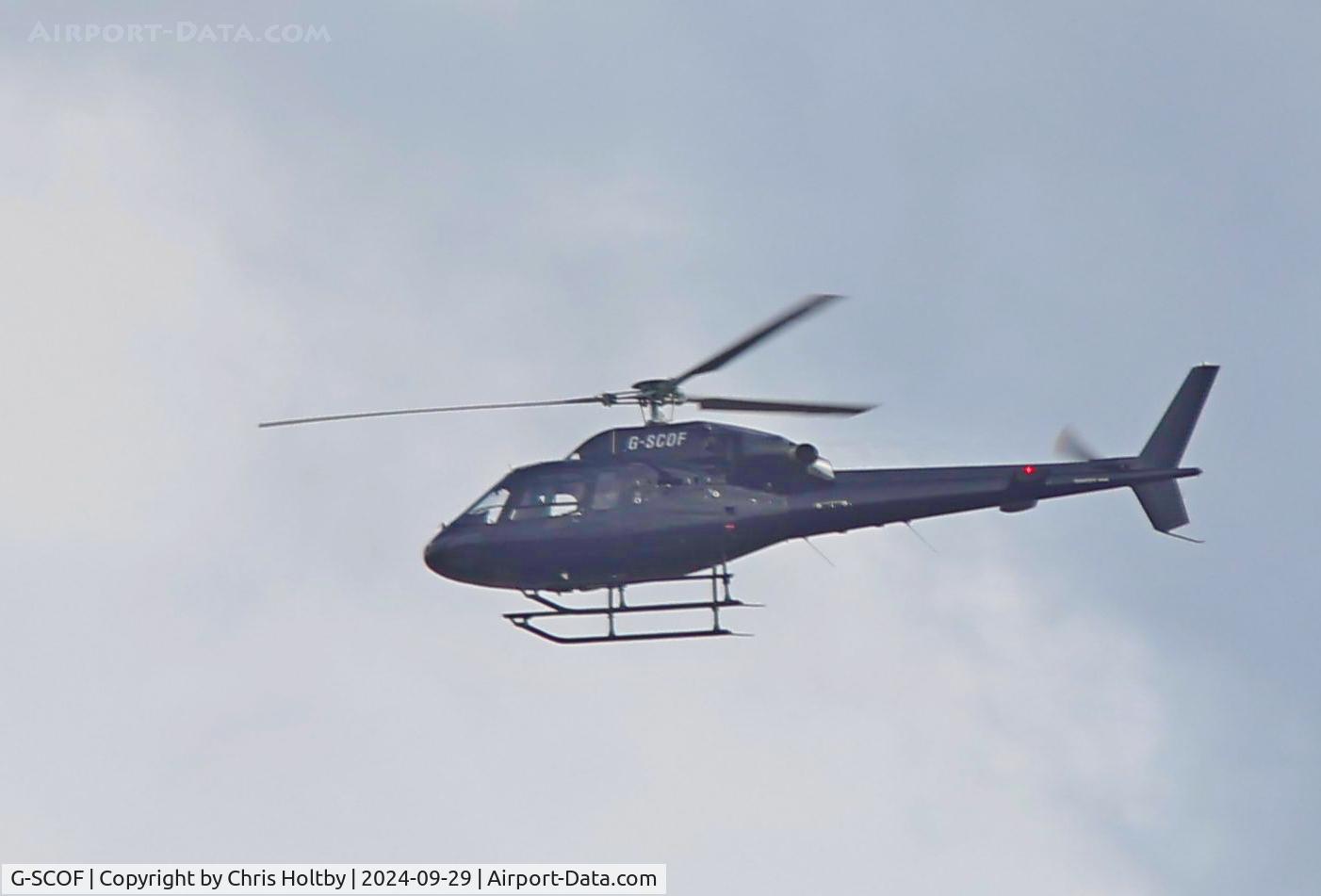 G-SCOF, 1994 Eurocopter AS-355N Ecureuil 2 C/N 5566, Past Potters Bar out of Elstree Airport.