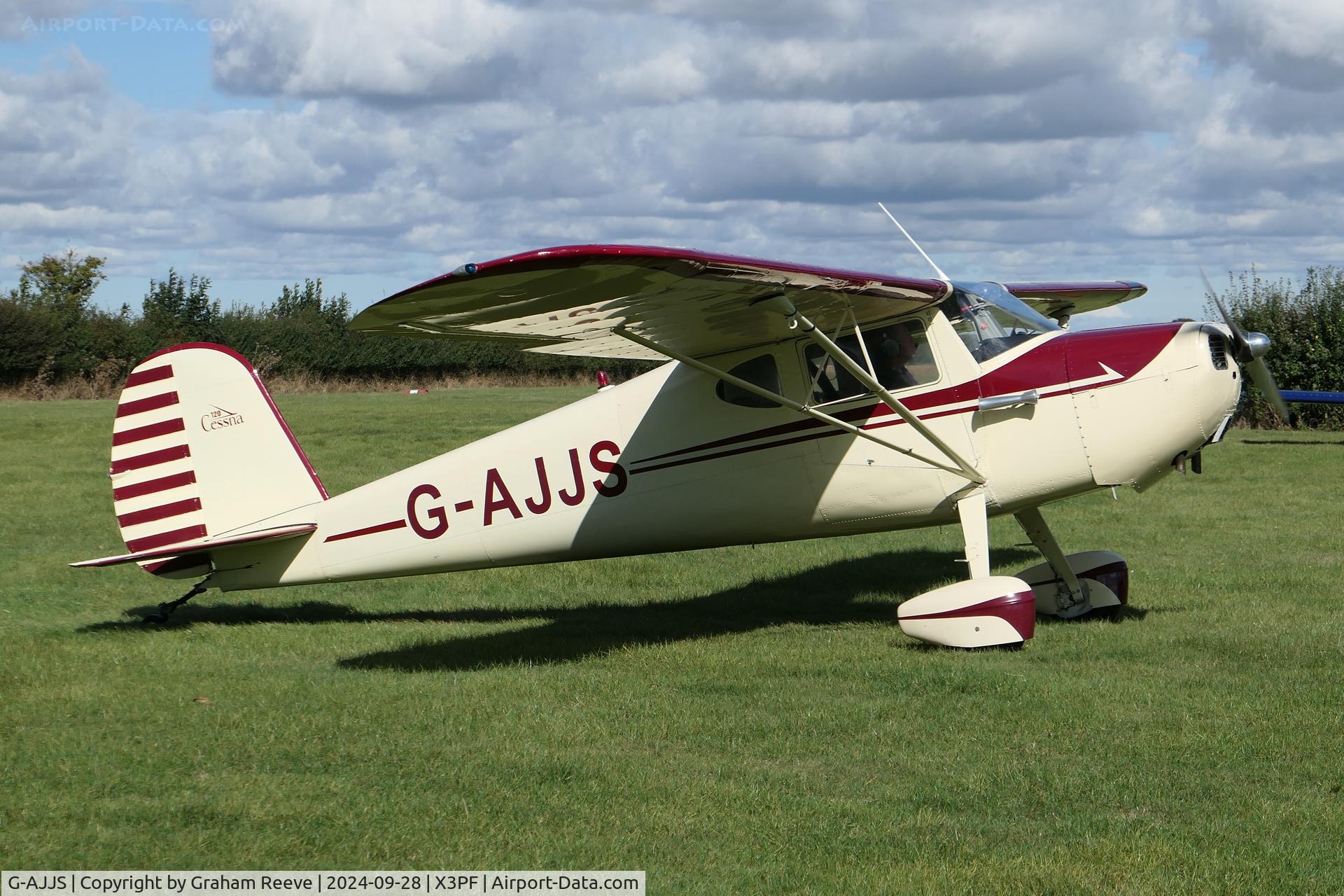 G-AJJS, 1947 Cessna 120 C/N 13047, Just landed at Priory Farm.