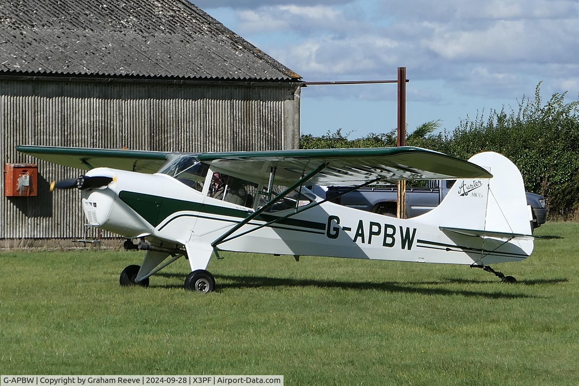 G-APBW, 1957 Auster 5A C/N 3405, Just landed at Priory Farm.