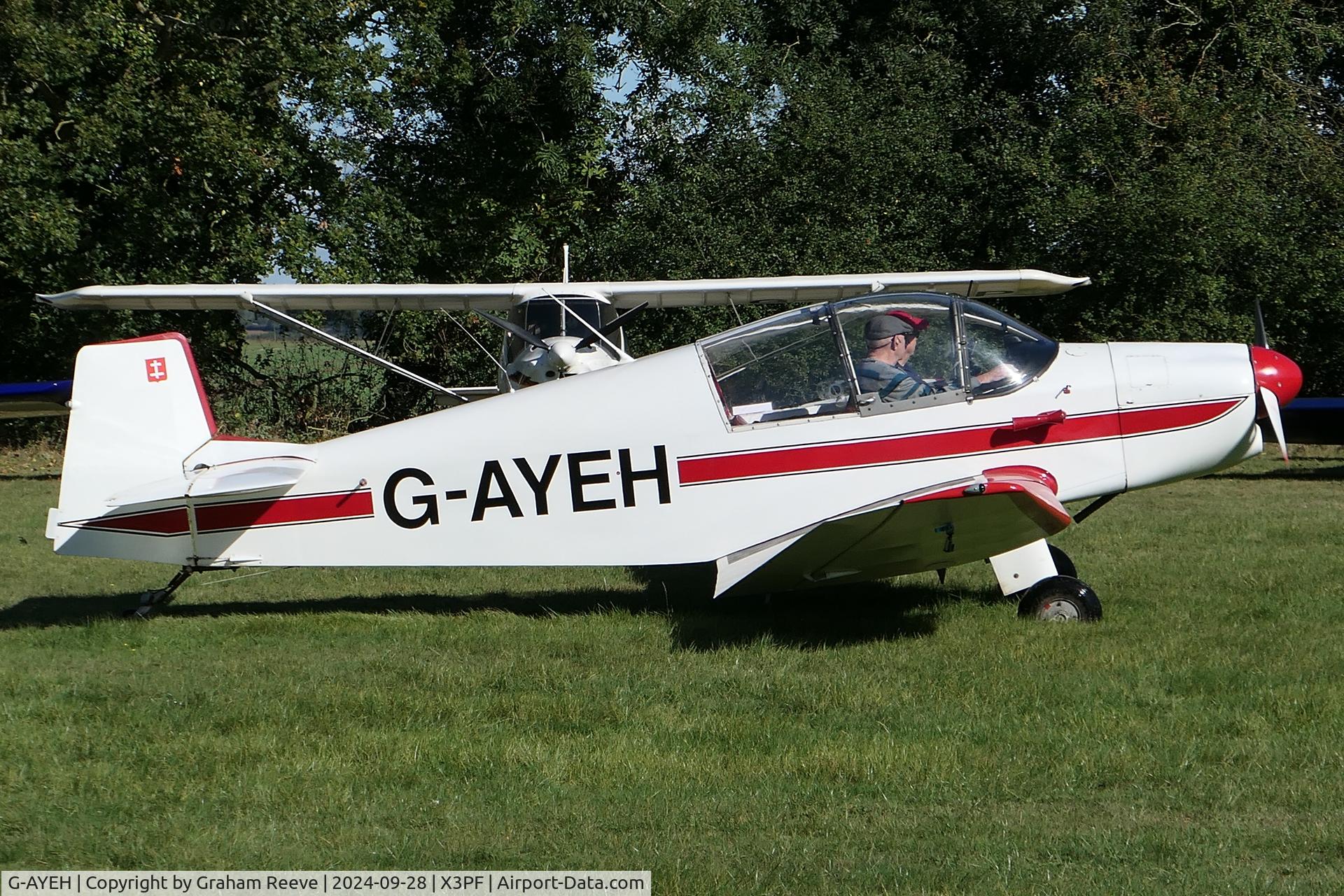 G-AYEH, 1963 SAN Jodel DR-1050 Ambassadeur C/N 455, Just landed at Priory Farm.