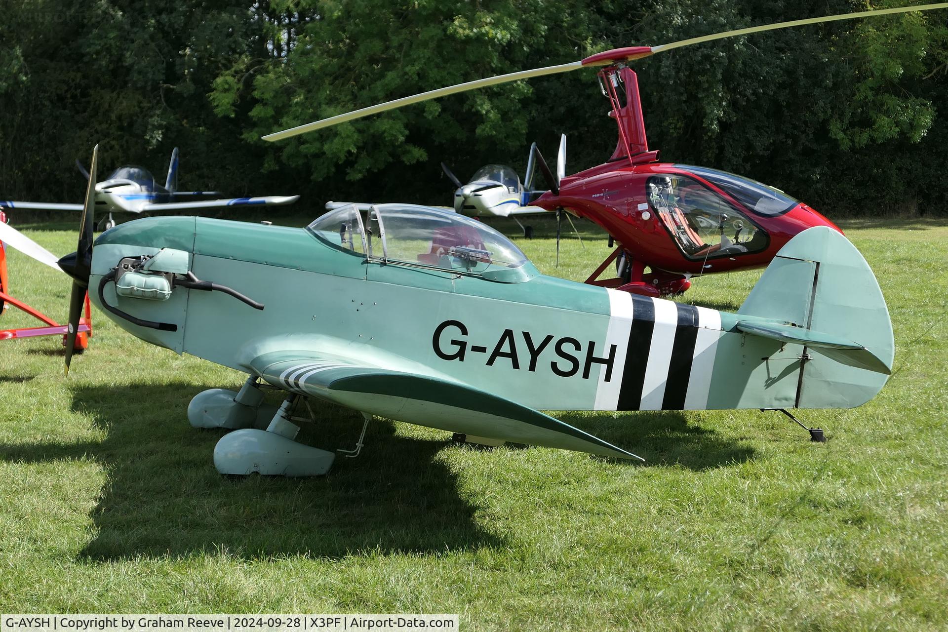 G-AYSH, 1973 Taylor Monoplane C/N PFA 1413, Just landed at Priory Farm.