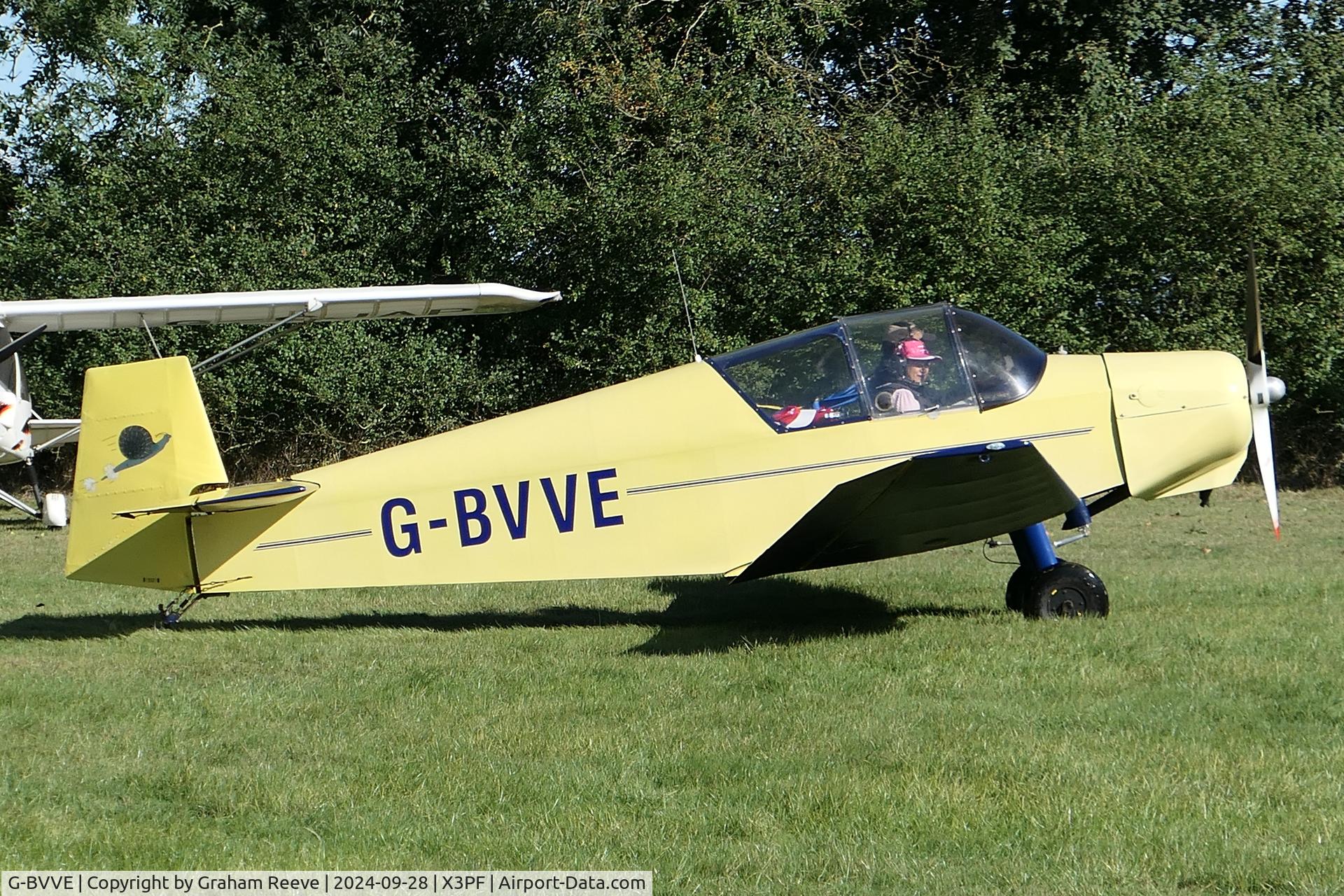 G-BVVE, 1961 Jodel D-112 C/N 1070, Just landed at Priory Farm.