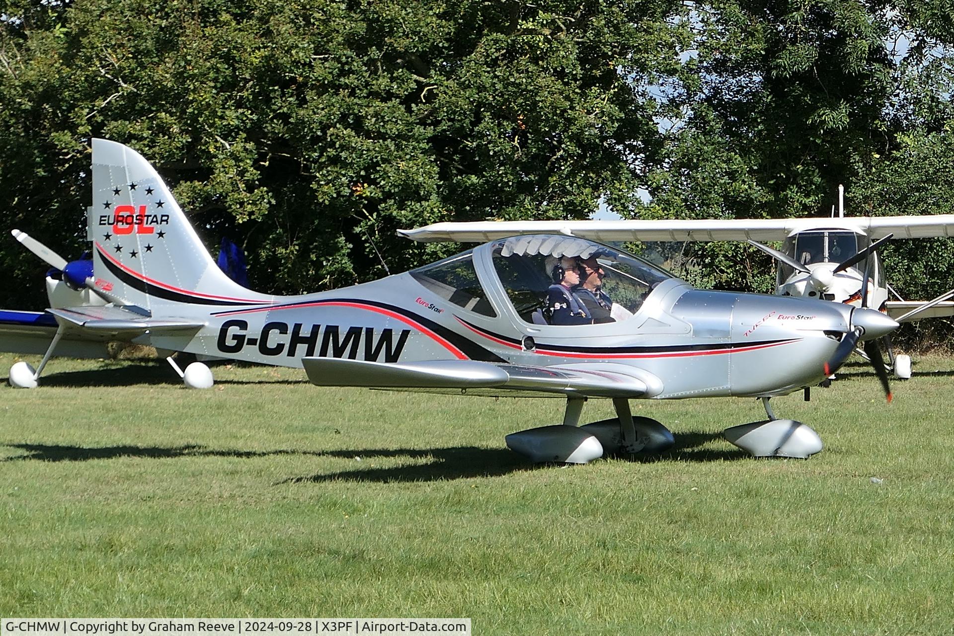 G-CHMW, 2013 Aerotechnik EV-97 Eurostar SL C/N LAA 315B-15158, Just landed at Priory Farm.