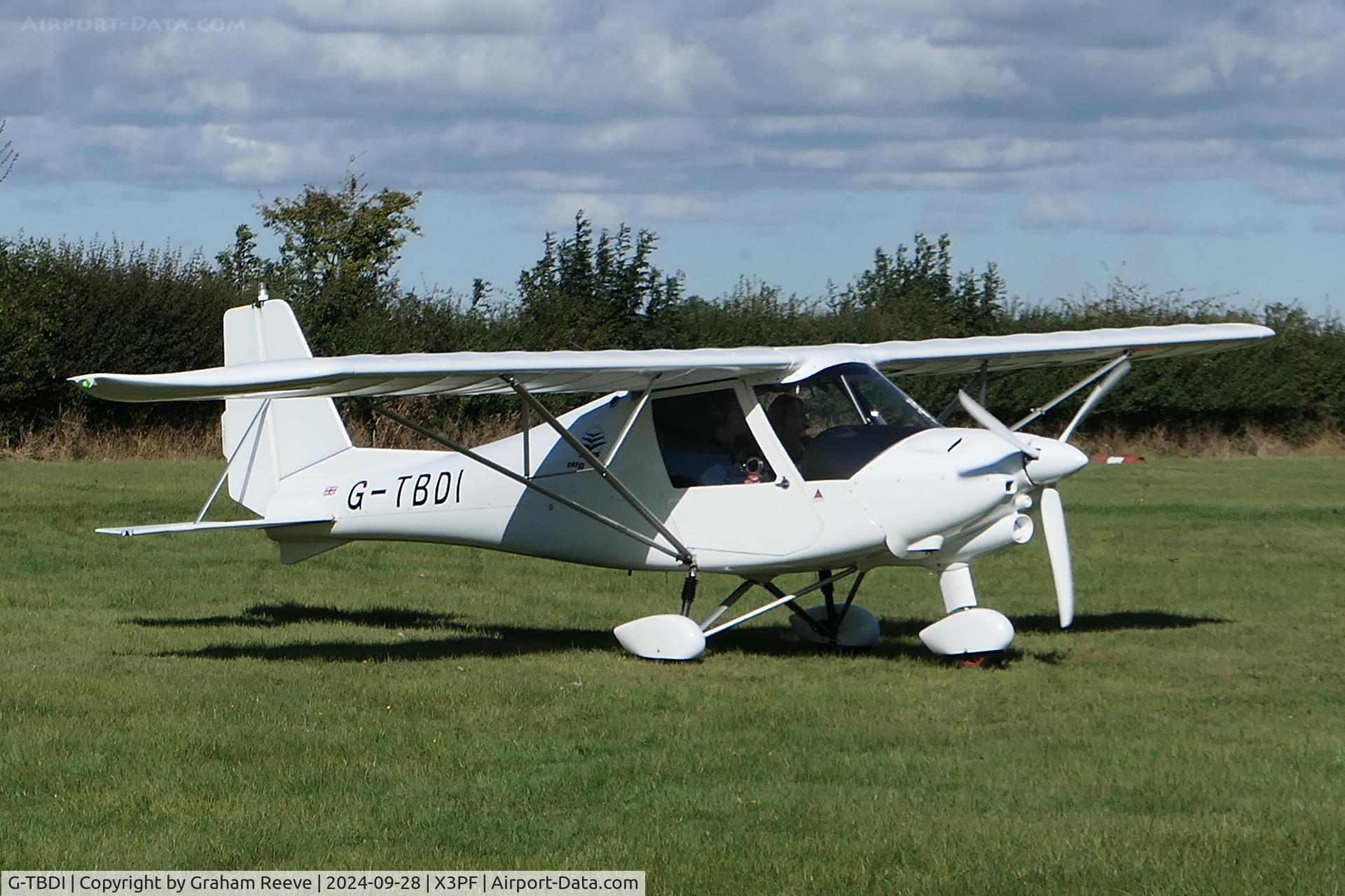 G-TBDI, 2019 Comco Ikarus C42 FB100 Bravo C/N 1910-7579, Just landed at Priory Farm.