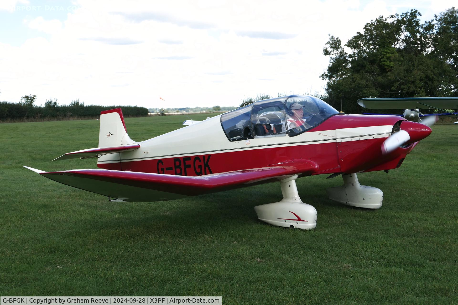 G-BFGK, 1957 SAN Jodel D-117 Grand Tourisme C/N 644, Just landed at Priory Farm.