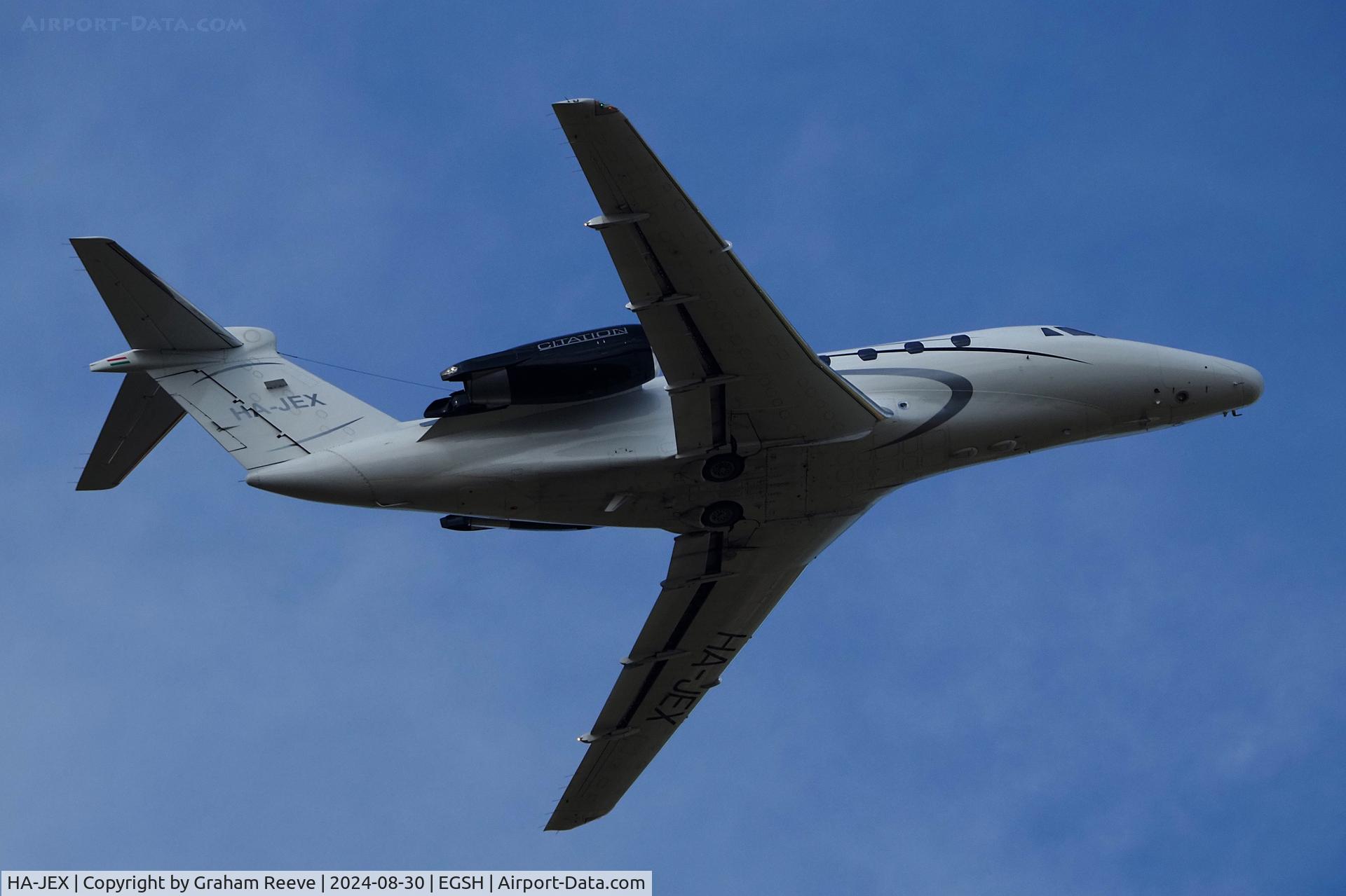 HA-JEX, 1994 Cessna 650 Citation VI C/N 650-0240, Departing from Norwich.