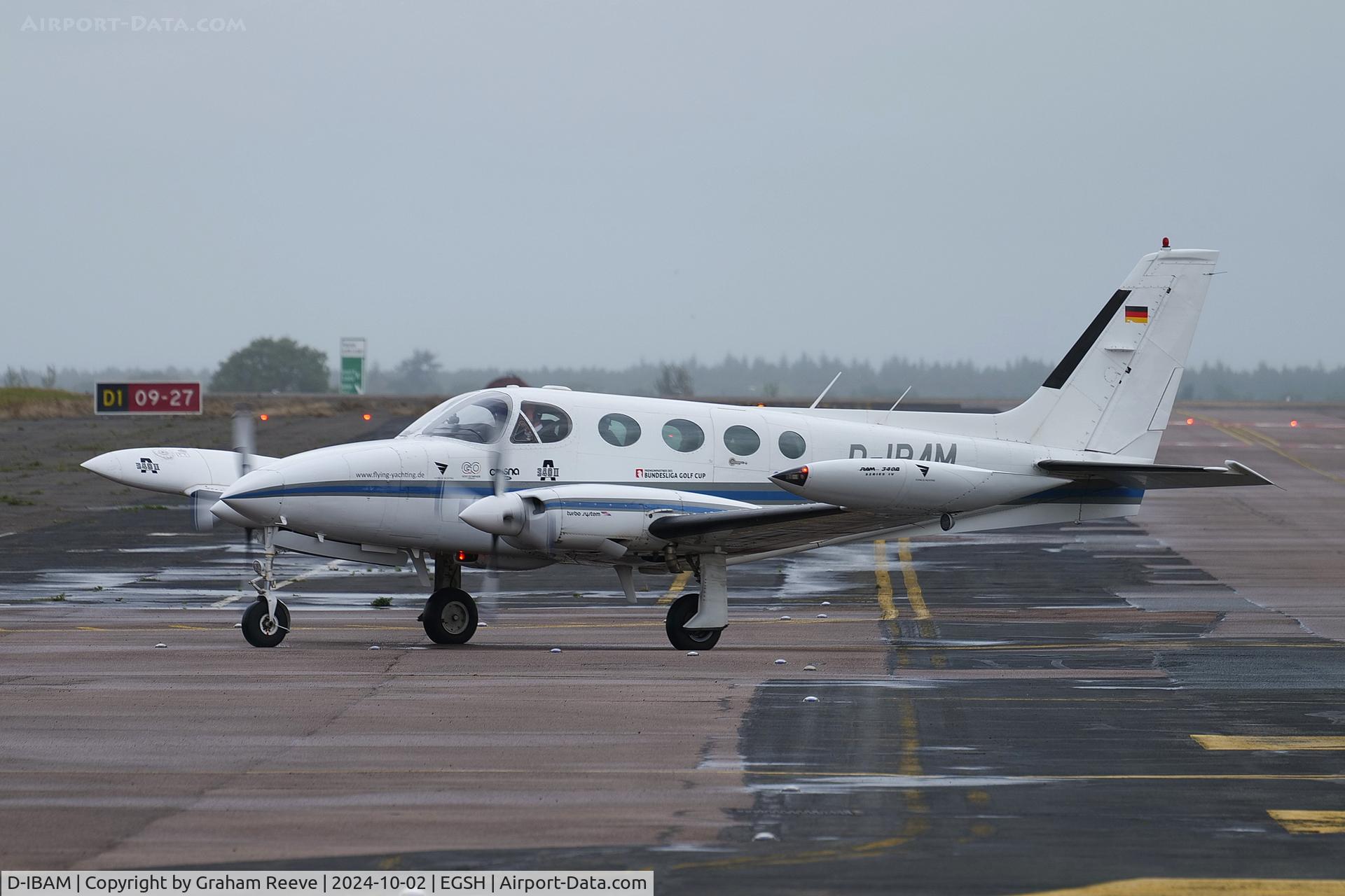 D-IBAM, Cessna 340A C/N 340A-0091, Just landed at Norwich.