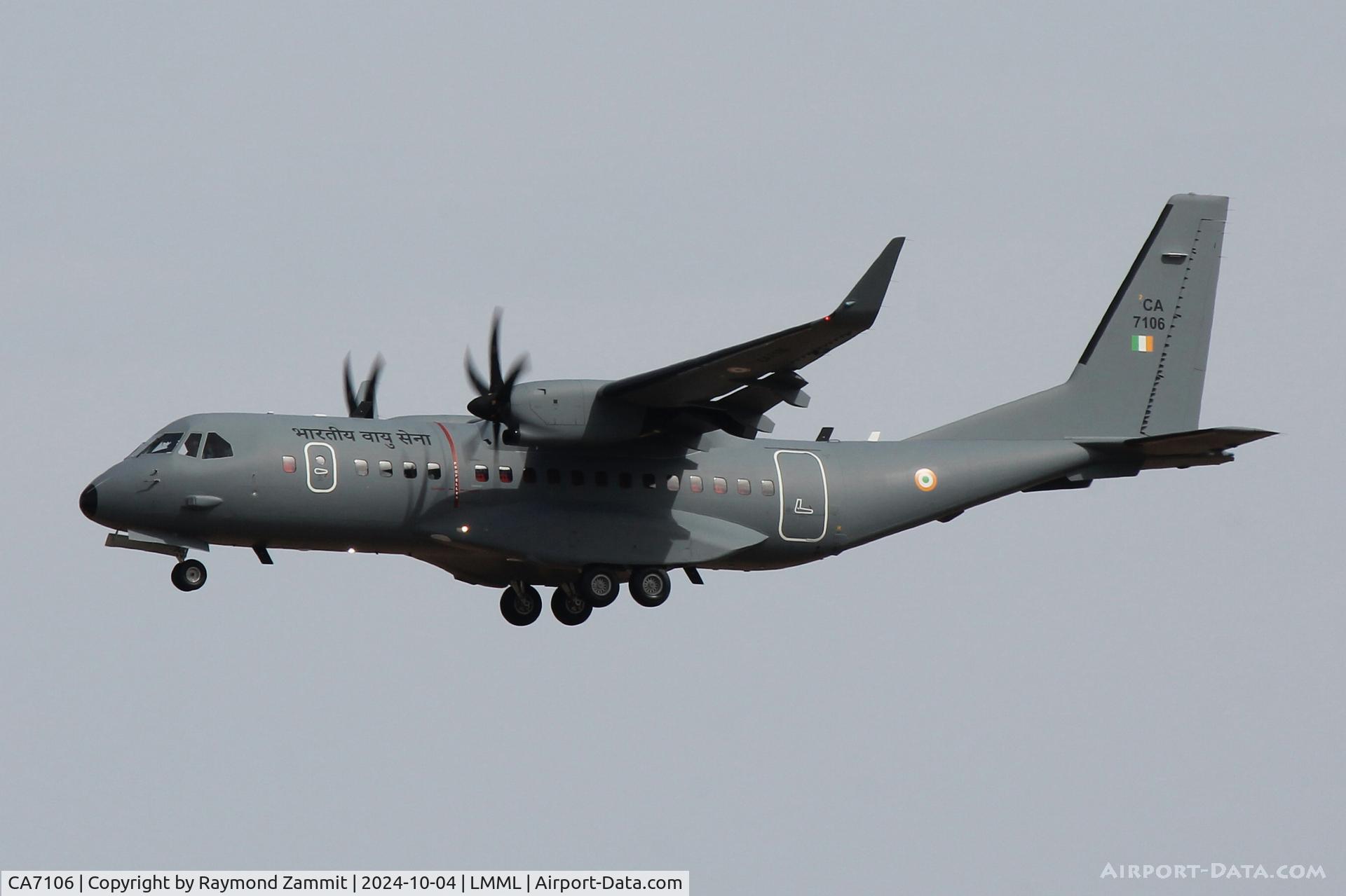 CA7106, 2024 Airbus C-295W C/N S-236, CASA C-295W CA7106 Indian Air Force landing in Malta during delivery.