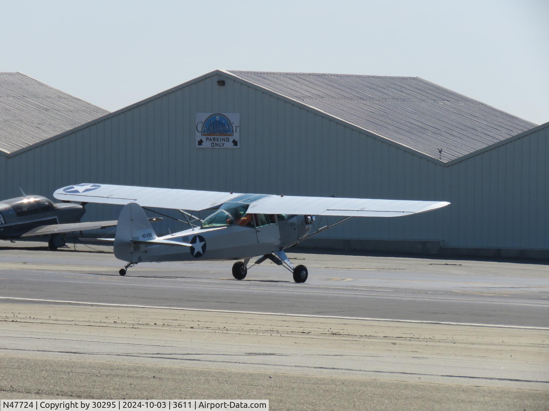 N47724, 1943 Taylorcraft DCO-65 C/N L4814, Leaving runway