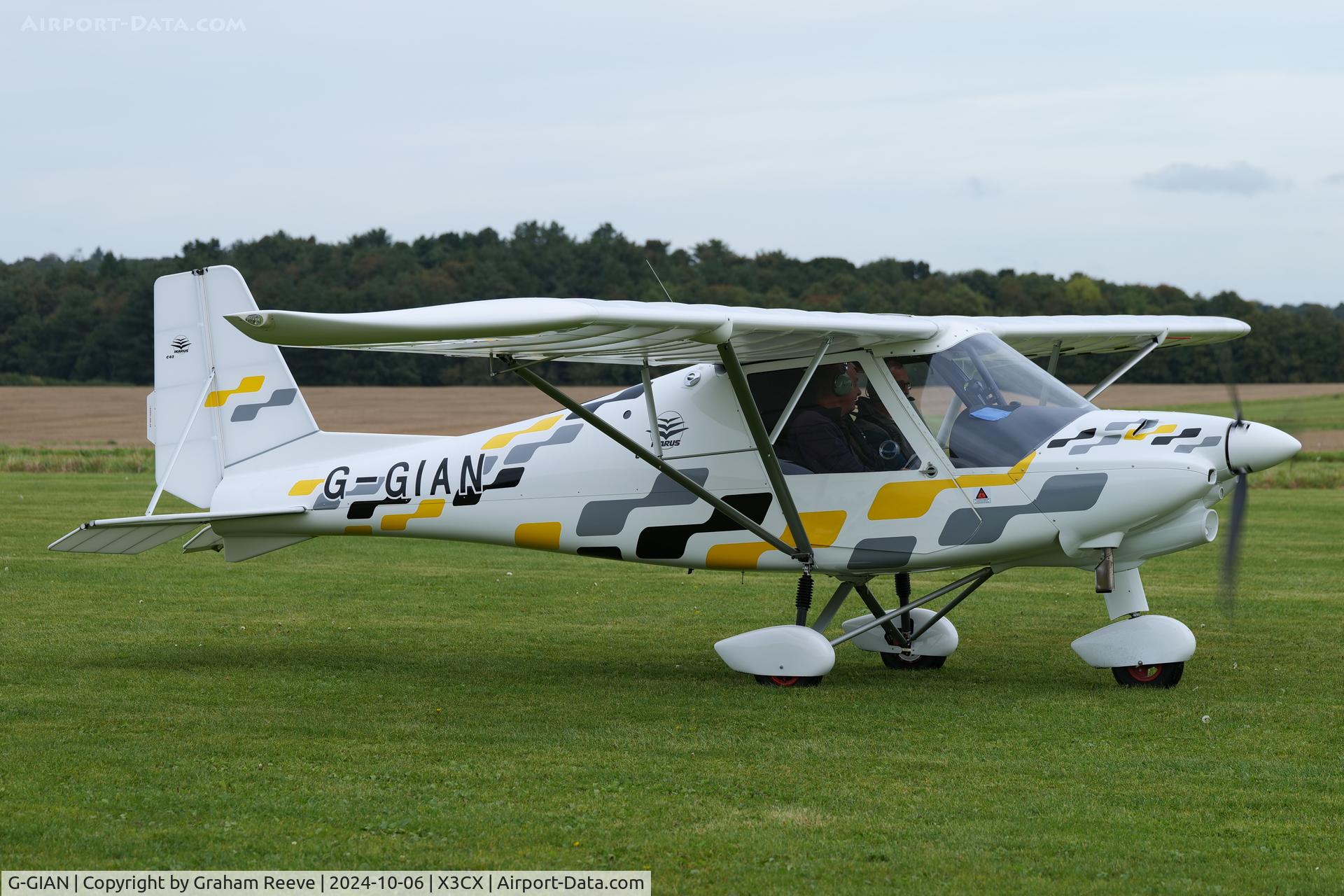 G-GIAN, 2019 Ikarus C42 FB100 Bravo C/N 1812-7555, Departing from Northrepps.