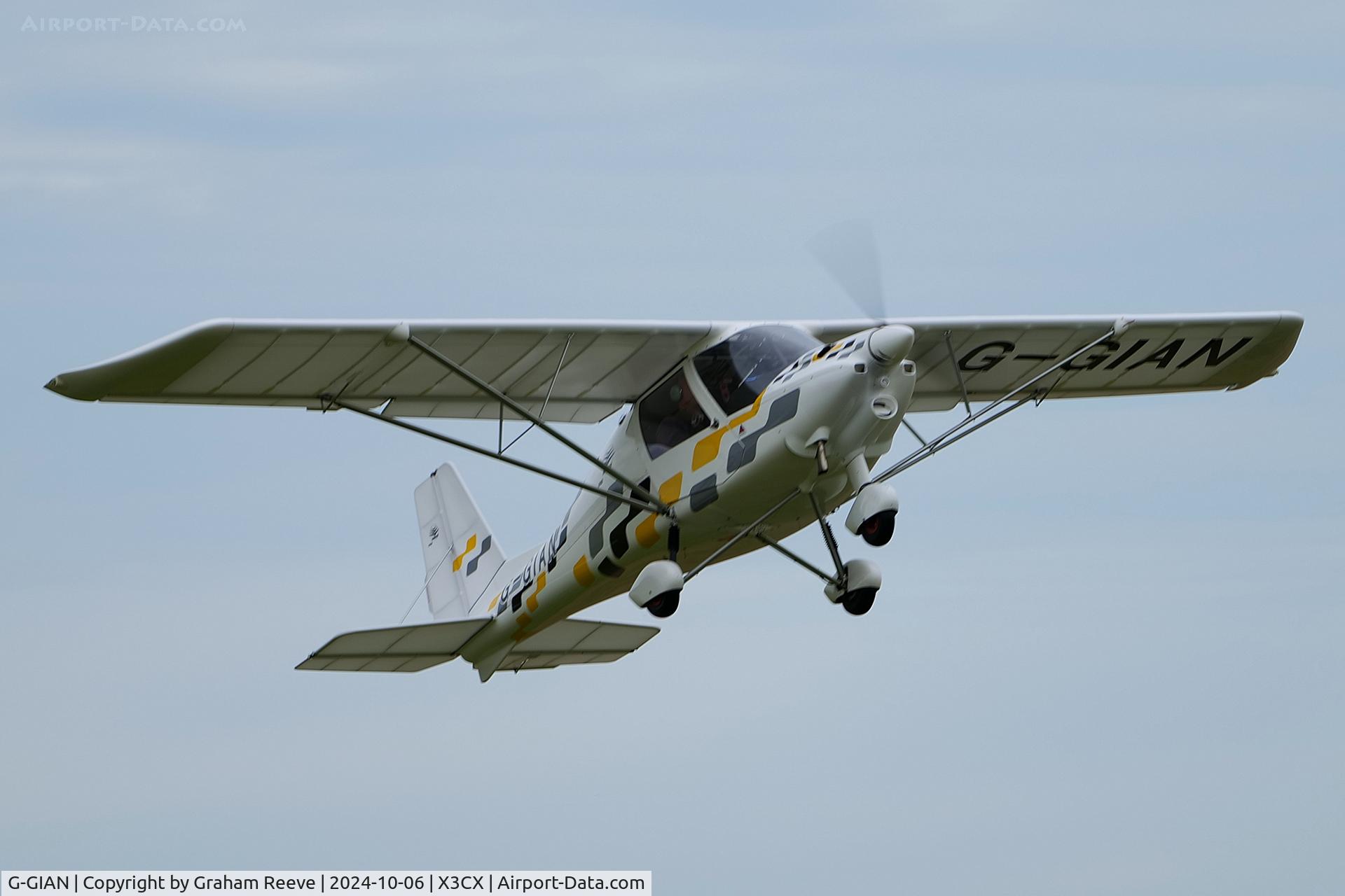G-GIAN, 2019 Ikarus C42 FB100 Bravo C/N 1812-7555, Departing from Northrepps.