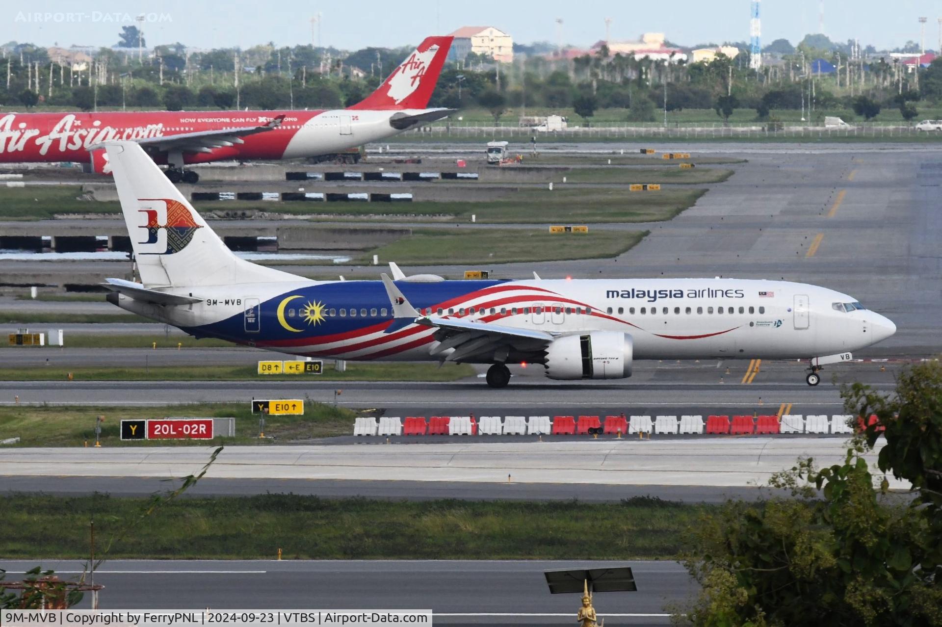 9M-MVB, 2023 Boeing 737-8 MAX C/N 66440, Malaysia B738M arriving