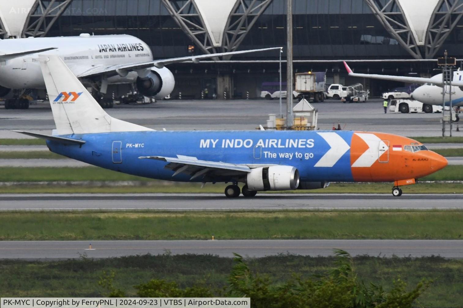 PK-MYC, 1993 Boeing 737-39K(SF) C/N 27274, My Indo Airlines B733F landing