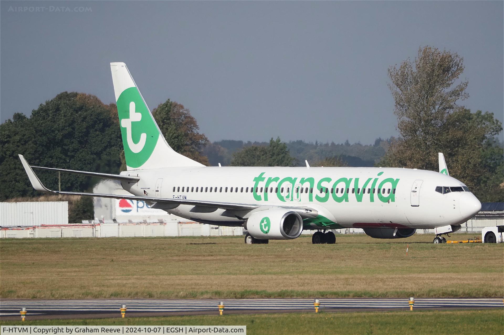 F-HTVM, 2008 Boeing 737-84P C/N 35285, Under tow at Norwich.