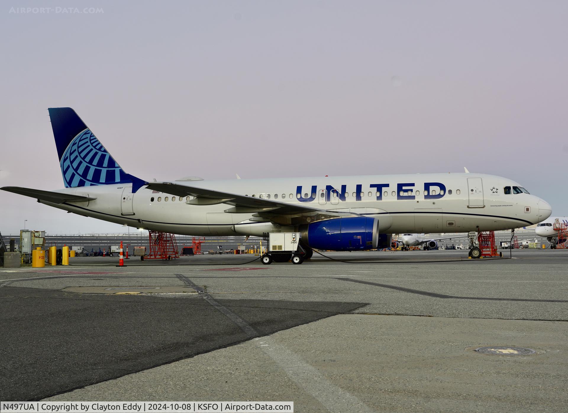 N497UA, 2002 Airbus A320-232 C/N 1847, SFO 2024.