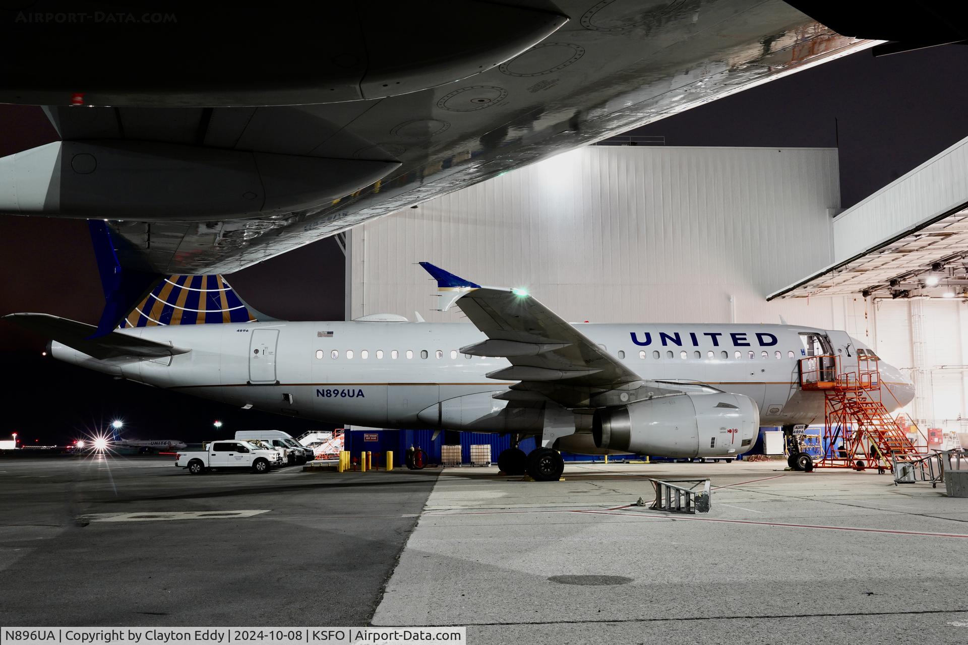 N896UA, 2007 Airbus A319-132 C/N 3144, SFO 2024.