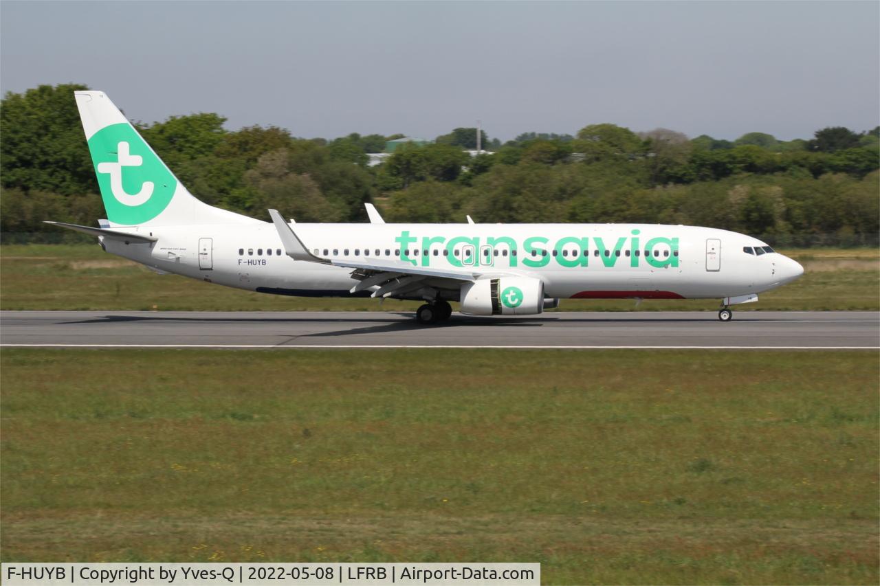 F-HUYB, 2017 Boeing 737-8JP C/N 42274, Boeing 737-8JP, Reverse thrust landing rwy 07R, Brest-Bretagne airport (LFRB-BES)