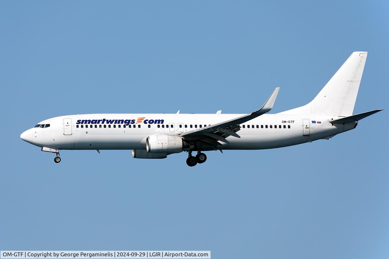 OM-GTF, 1998 Boeing 737-86J C/N 28070, Short final to runway 27.