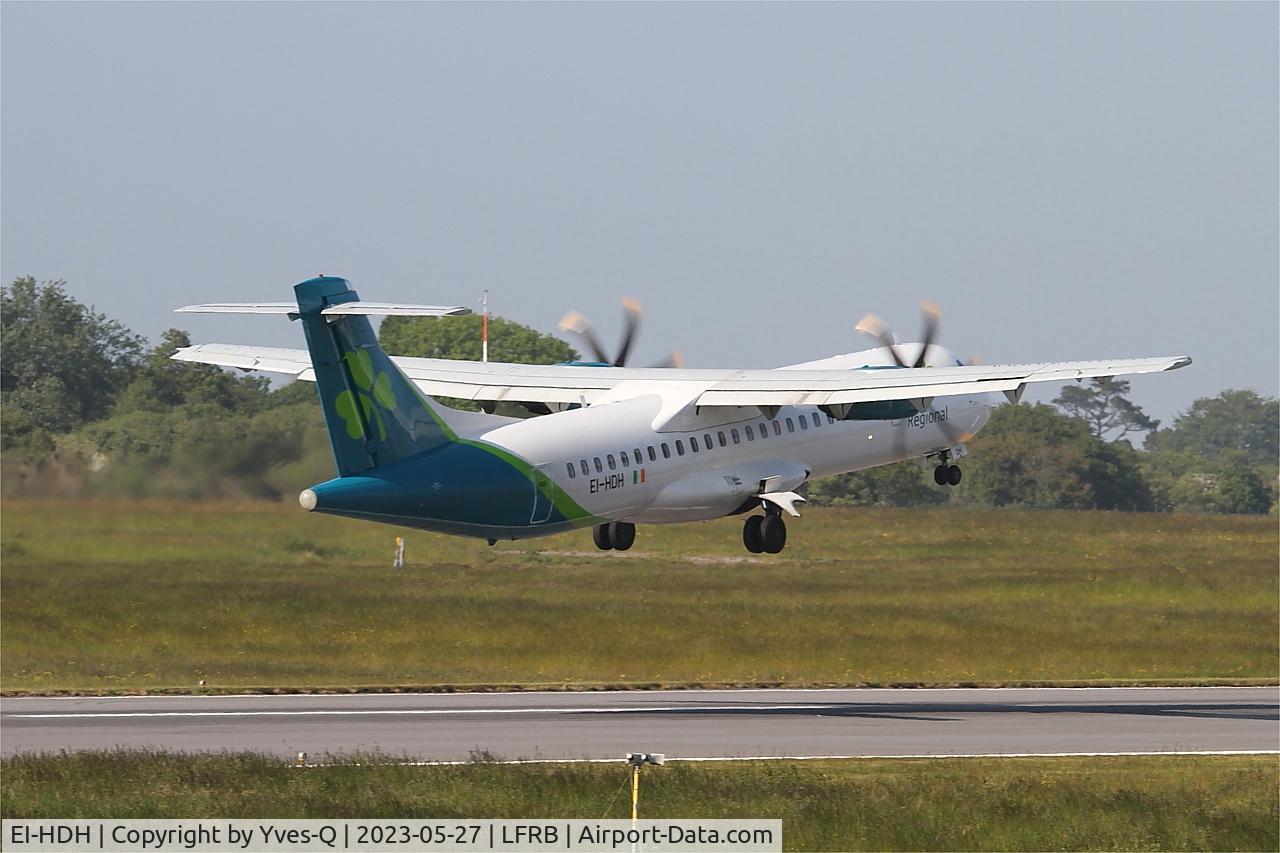 EI-HDH, 2014 ATR 72-212A C/N 1169, ATR 72-212A, Take off rwy 07R, Brest-Bretagne airport (LFRB-BES)