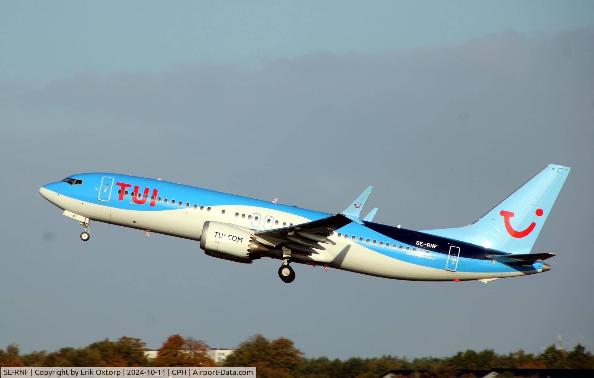 SE-RNF, 2022 Boeing B737 --8MAX C/N 44620, SW-RNF taking off rw 22R
