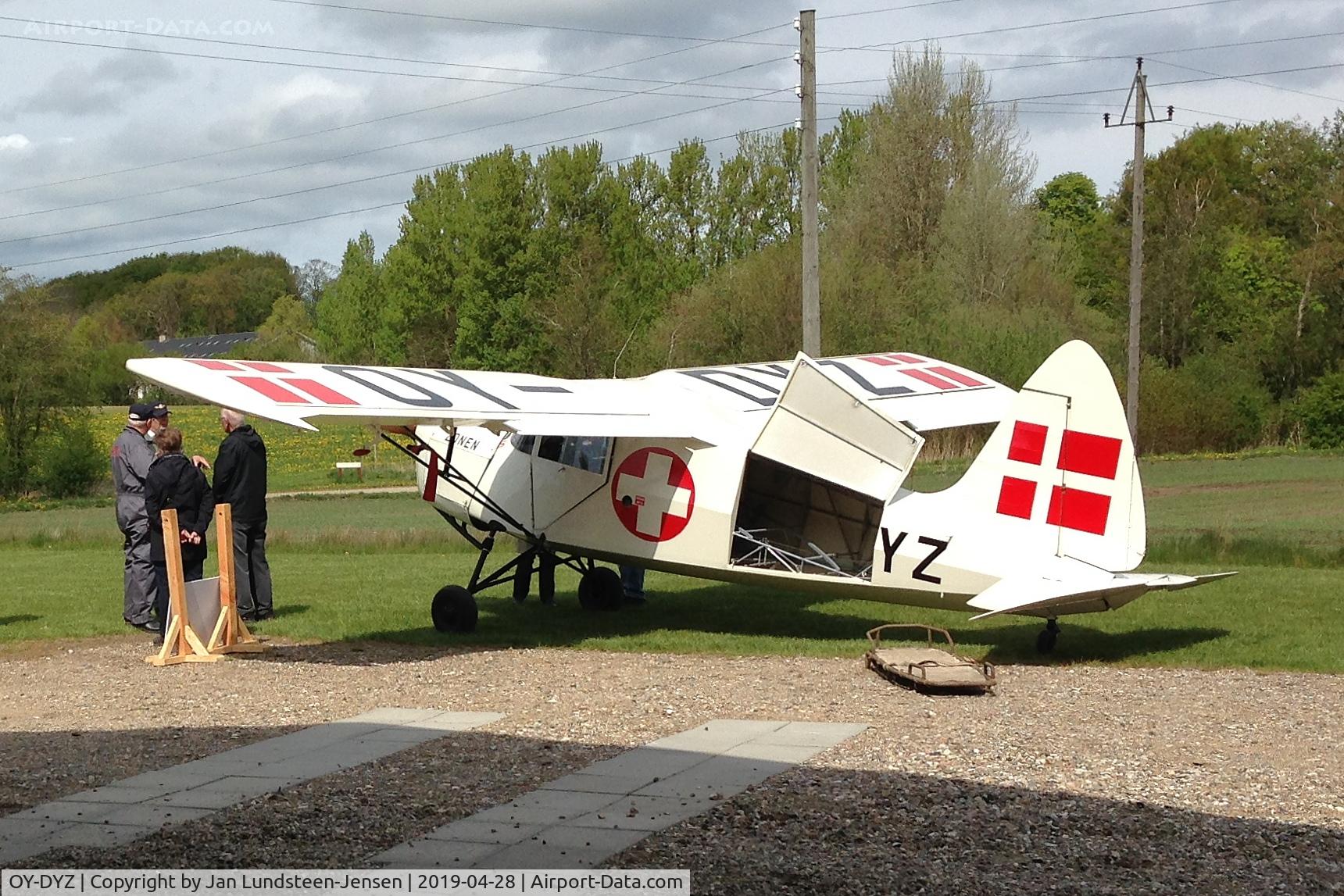OY-DYZ, 1946 SAI KZ III U-1 C/N 56, KZ III OY-DYZ seen at Nyvang Airfield in Denmark. OY-DYZ is an air ambulance version of the Danish designed and built KZ III and was used by Zonen Rescue Service 1946-1956.