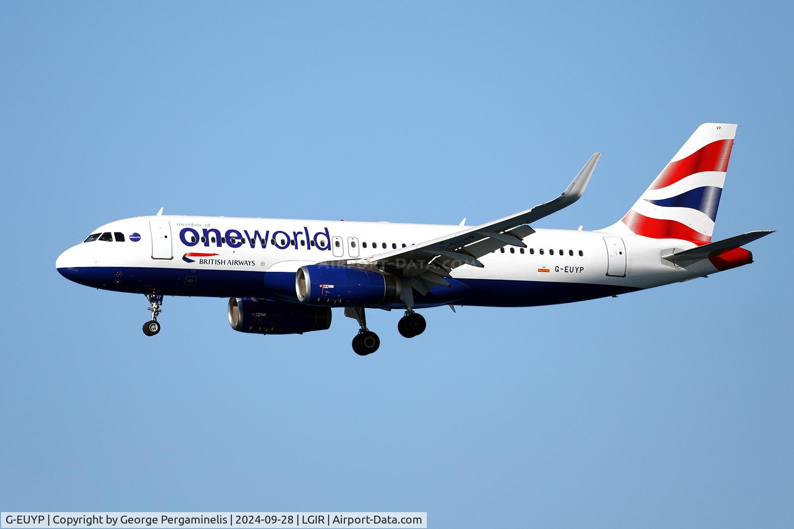 G-EUYP, 2013 Airbus A320-232 C/N 5784, Short final for runway 27.