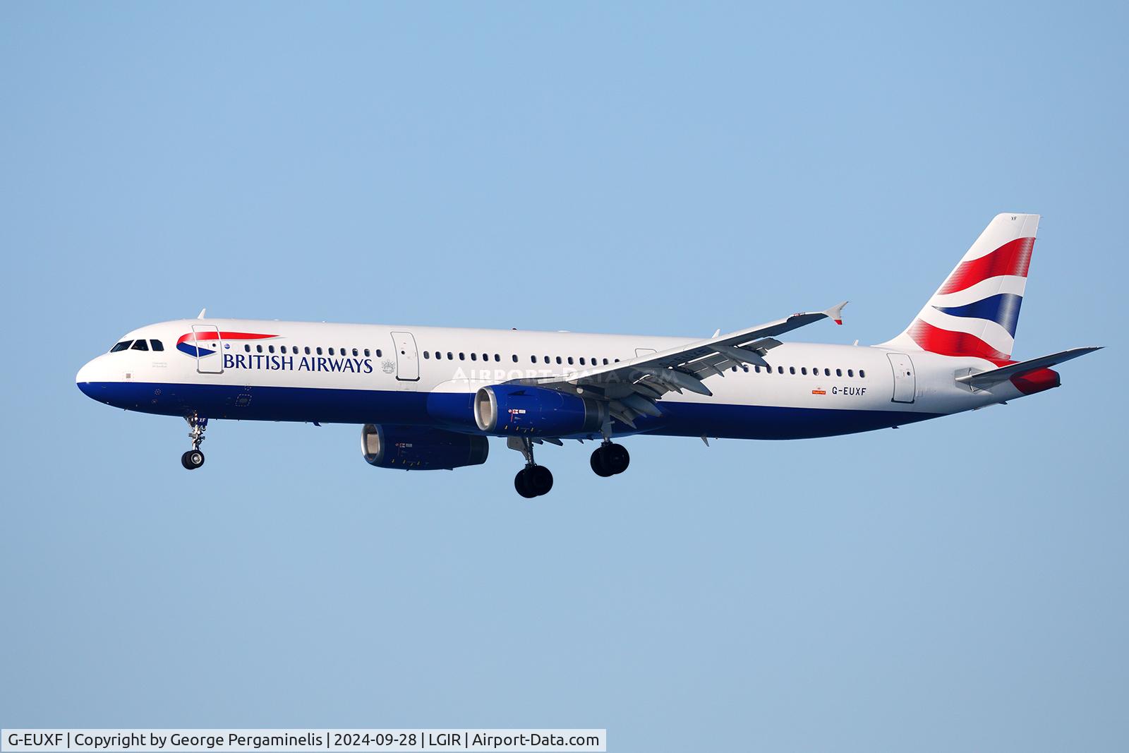 G-EUXF, 2004 Airbus A321-231 C/N 2324, Short final for runway 27.