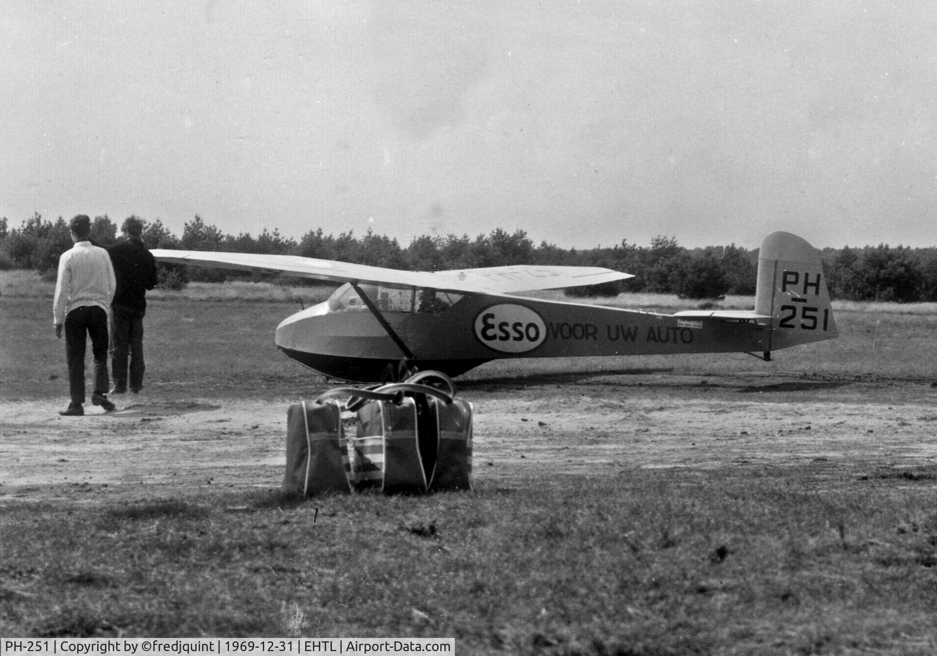 PH-251, Schleicher KA-4 (KA-7?) Rhönlerche C/N 0000, This photo was taken by me on Terlet Airport in August 1966 where I got trained on this glider and got my license.