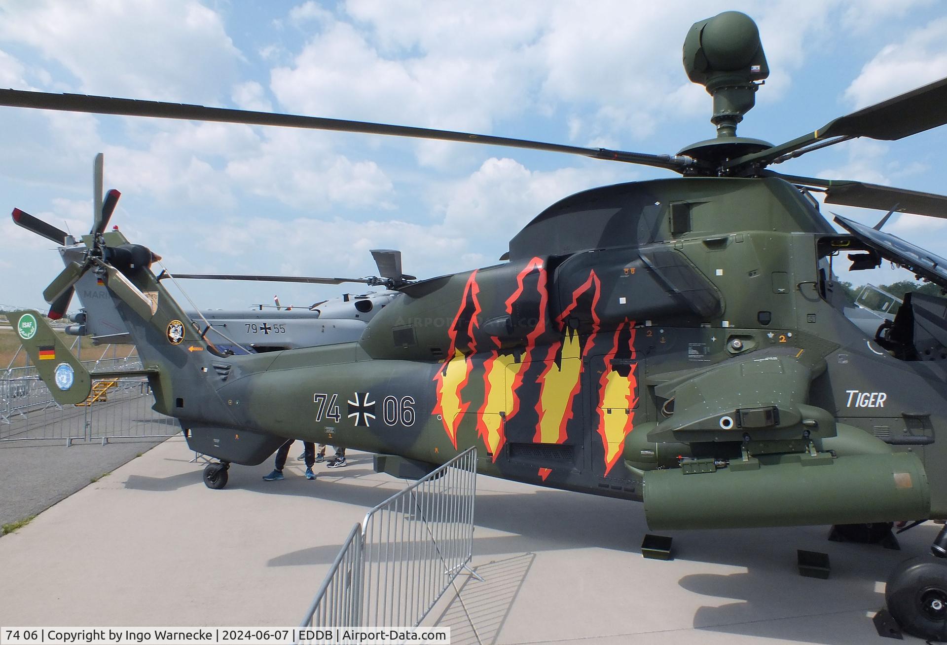74 06, Eurocopter EC-665 Tiger UHT C/N 1006, Eurocopter EC665 Tiger UHT of the Heeresflieger (German army aviation) in 'Tiger' special colours at ILA 2024, Berlin