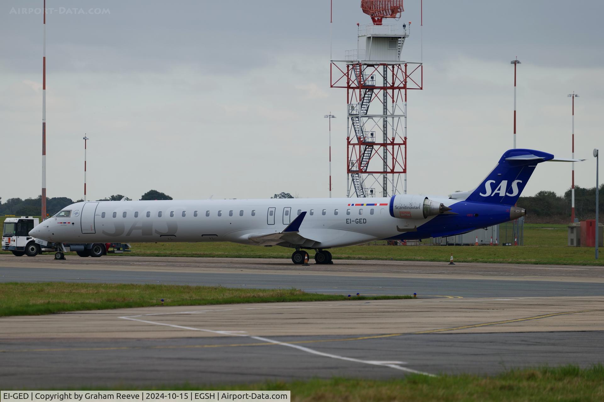 EI-GED, 2009 Bombardier CRJ-900 (CL-600-2D24) C/N 15240, Parked on stand 7, at Norwich.