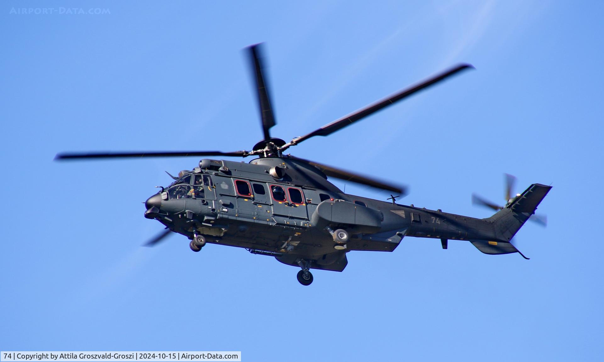 74, 2024 Airbus Helicopters H225M C/N 3133, Training mission flight, over the range, Hajmáskér-Hungary
