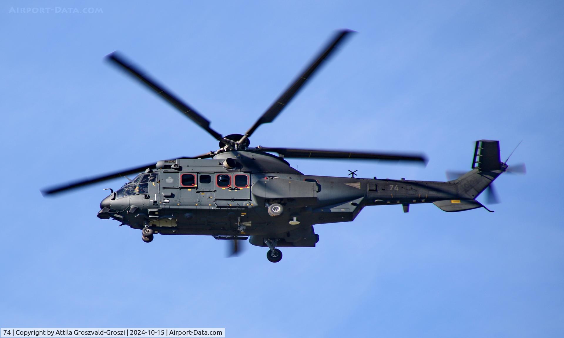 74, 2024 Airbus Helicopters H225M C/N 3133, Training mission flight, over the range, Hajmáskér-Hungary