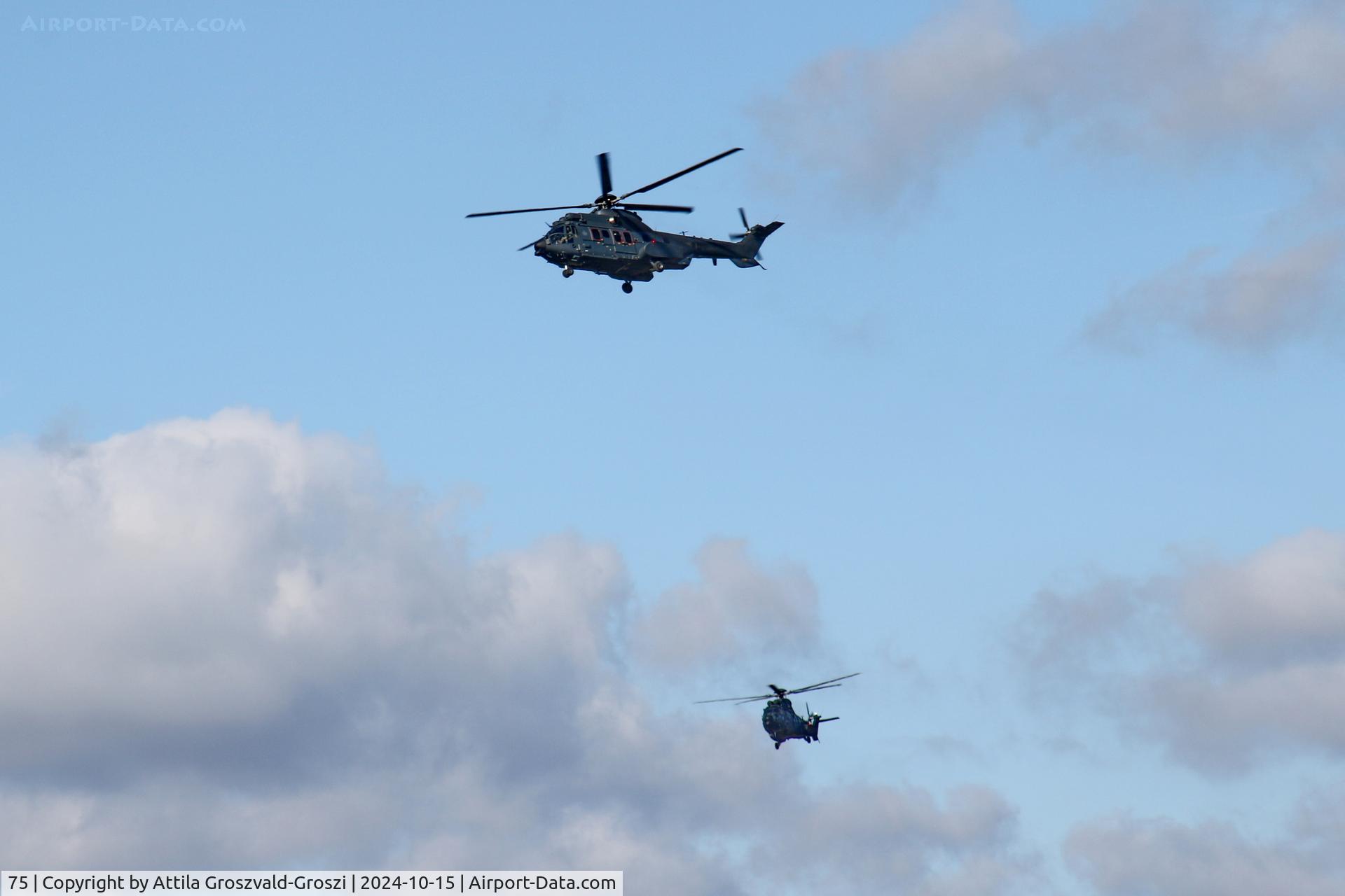 75, 2024 Airbus Helicopters H225M C/N 3134, Training mission flight, over the range, Hajmáskér-Hungary