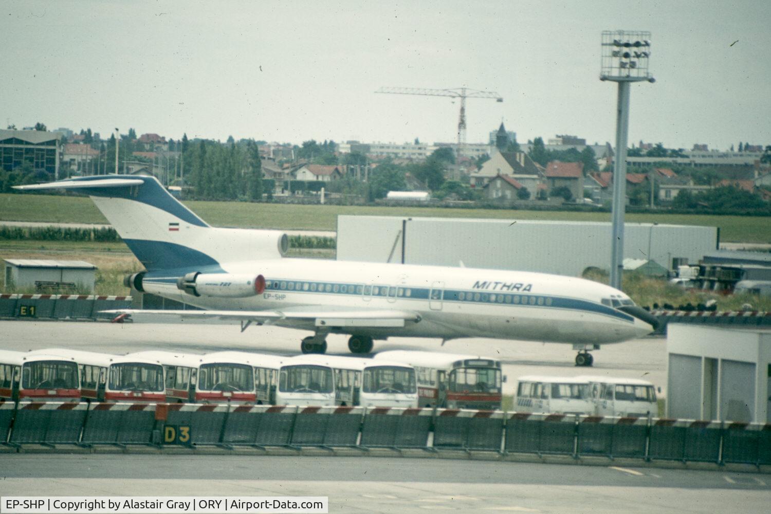 EP-SHP, 1964 Boeing 727-030 C/N 18363, Taken late 1977 at Orly. Operated by Saha Airlines on behalf of the Iranian Government.