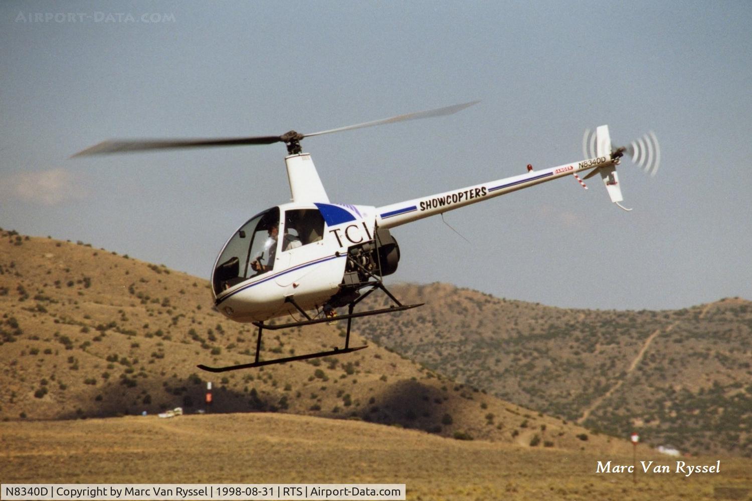N8340D, 1996 Robinson R22 BETA C/N 2618, Showcopters N8340D at the Reno Air Races in 1998.