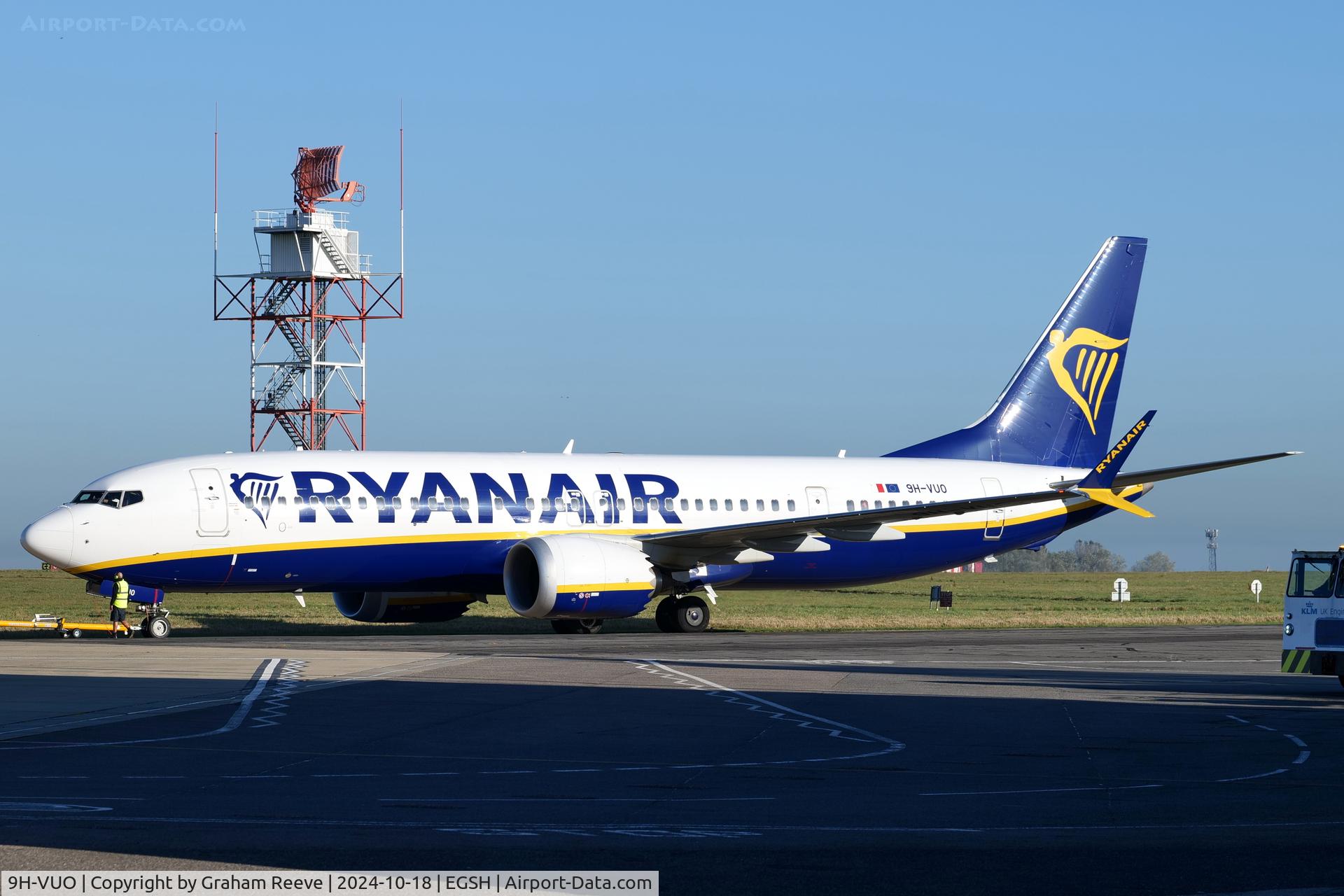 9H-VUO, 2021 Boeing 737-8-200 MAX C/N 65884, Departing from Norwich.