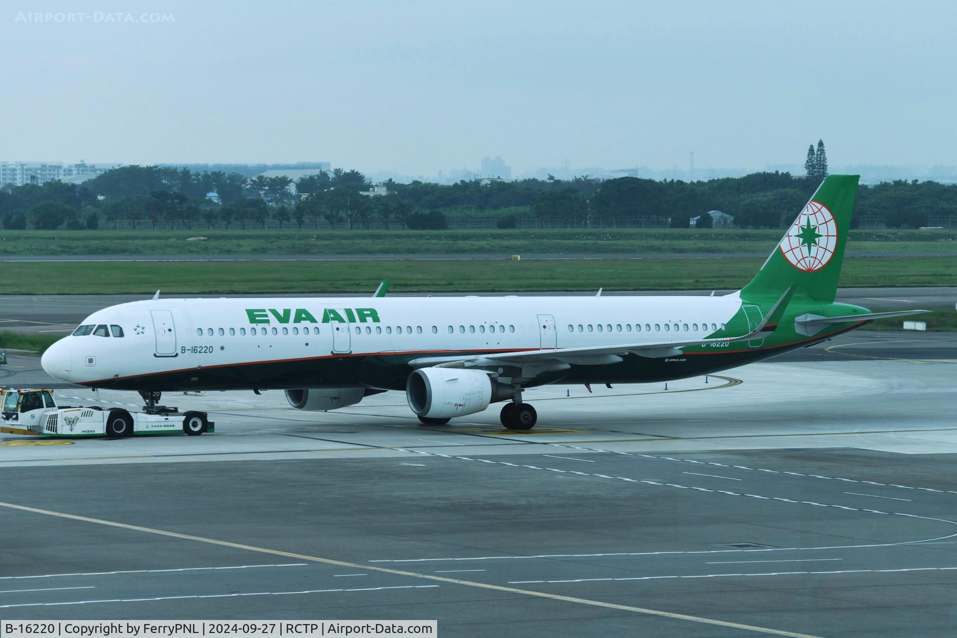 B-16220, 2015 Airbus A321-211 C/N 6747, EVA A321N under tow to its gate