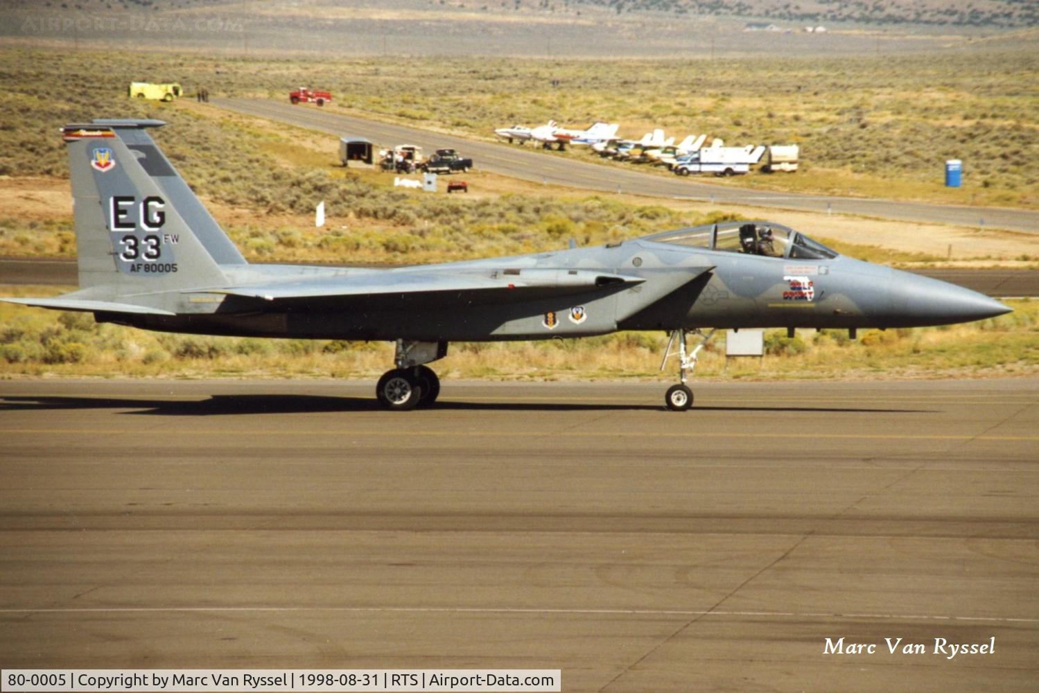 80-0005, 1980 McDonnell Douglas F-15C Eagle C/N 0639/C154, 80-0005 of 33 FW Eglin AFB at Reno Air Races in 1998.