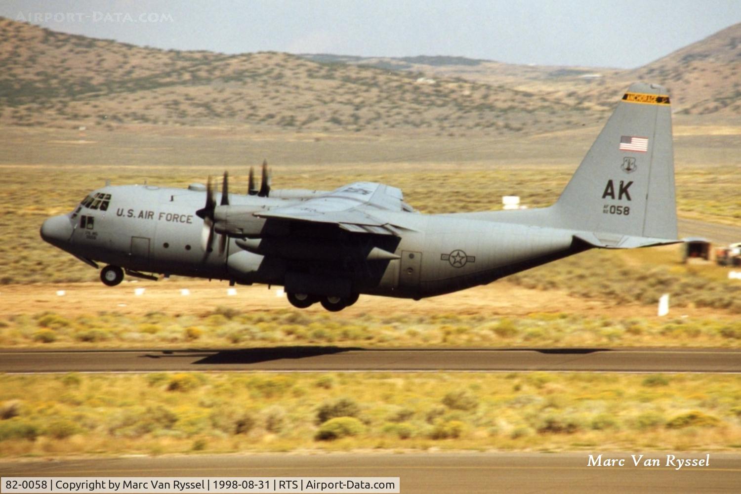 82-0058, 1982 Lockheed C-130H Hercules C/N 382-4975, At Reno Air Races in Sept 1998.