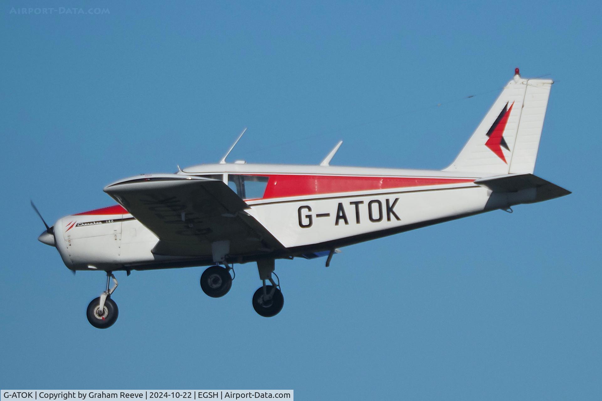 G-ATOK, 1966 Piper PA-28-140 Cherokee C/N 28-21612, Landing at Norwich.