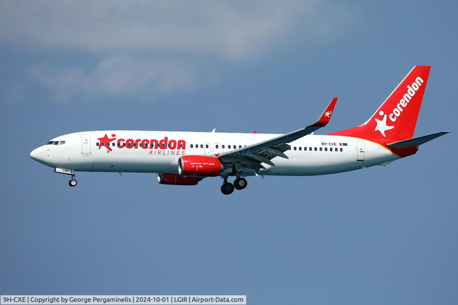 9H-CXE, Boeing 737-8GP C/N 38316, Short final for runway 27.