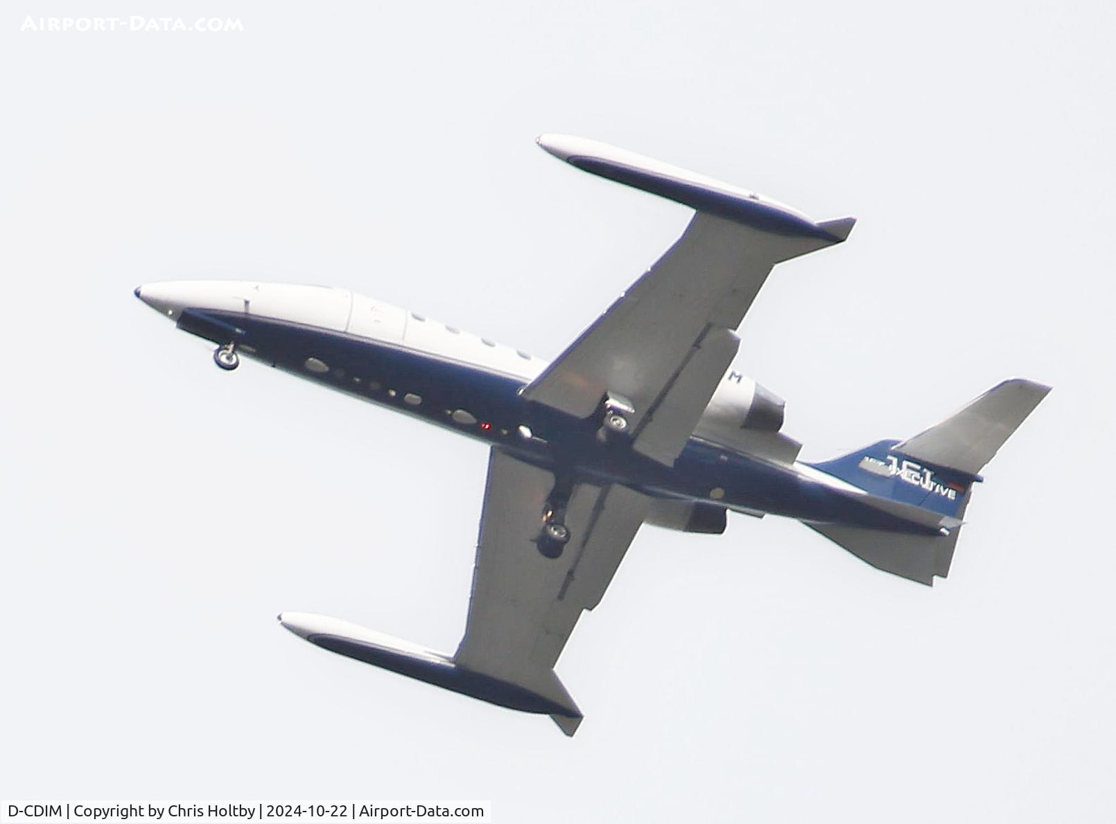 D-CDIM, 1990 Gates Learjet 35A C/N 35-664, Over Stevenage, Herts on finals to Luton Airport