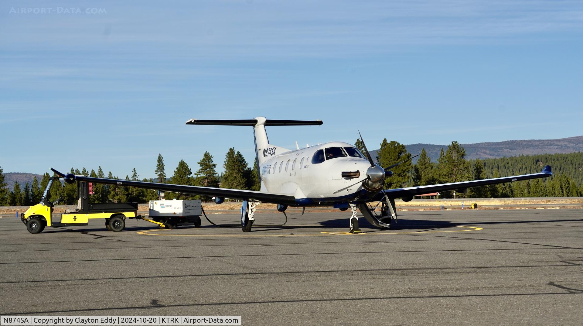 N874SA, 2015 Pilatus PC-12/47E C/N 1574, Truckee Tahoe airport in California 2024.