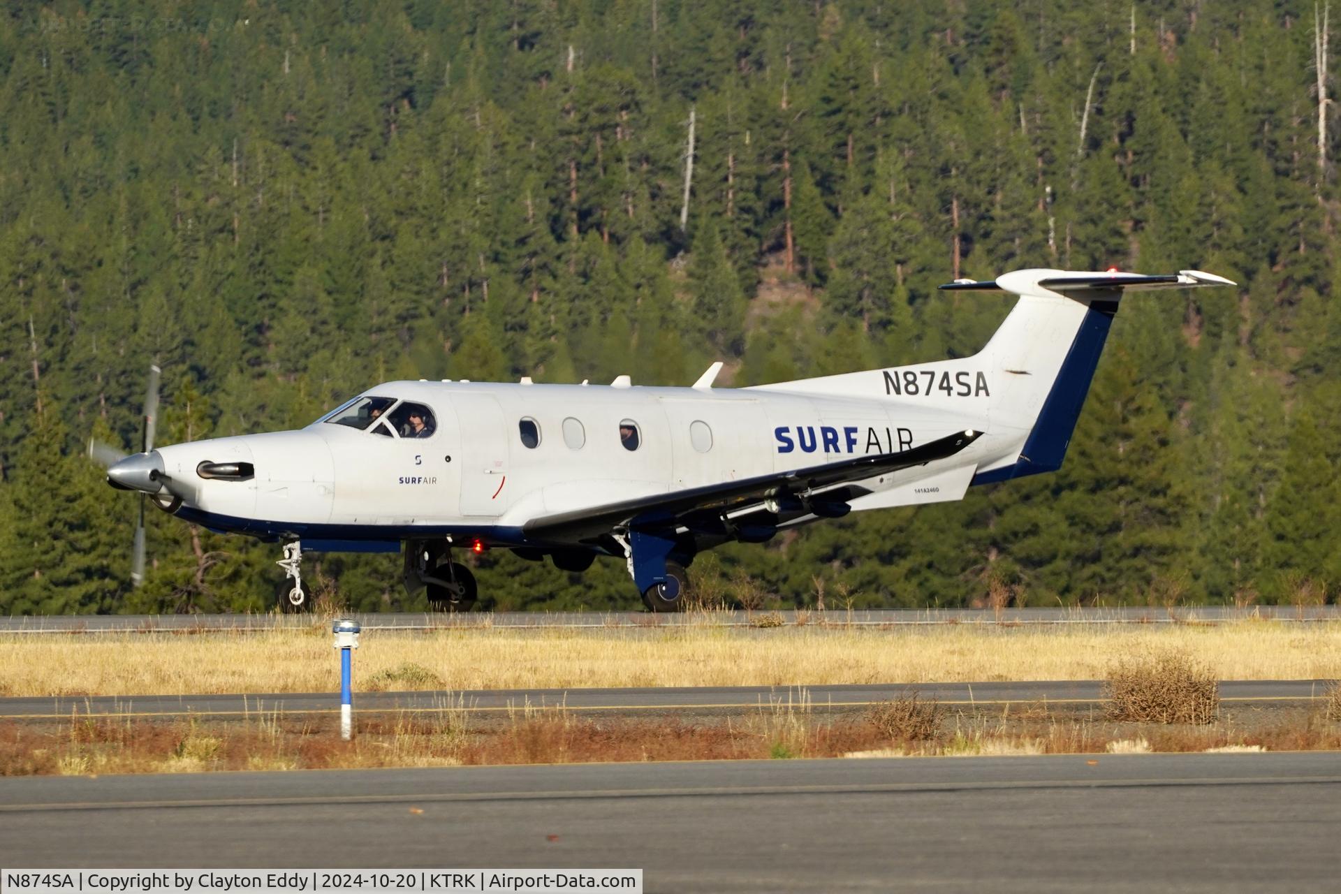 N874SA, 2015 Pilatus PC-12/47E C/N 1574, Truckee Tahoe airport in California 2024.