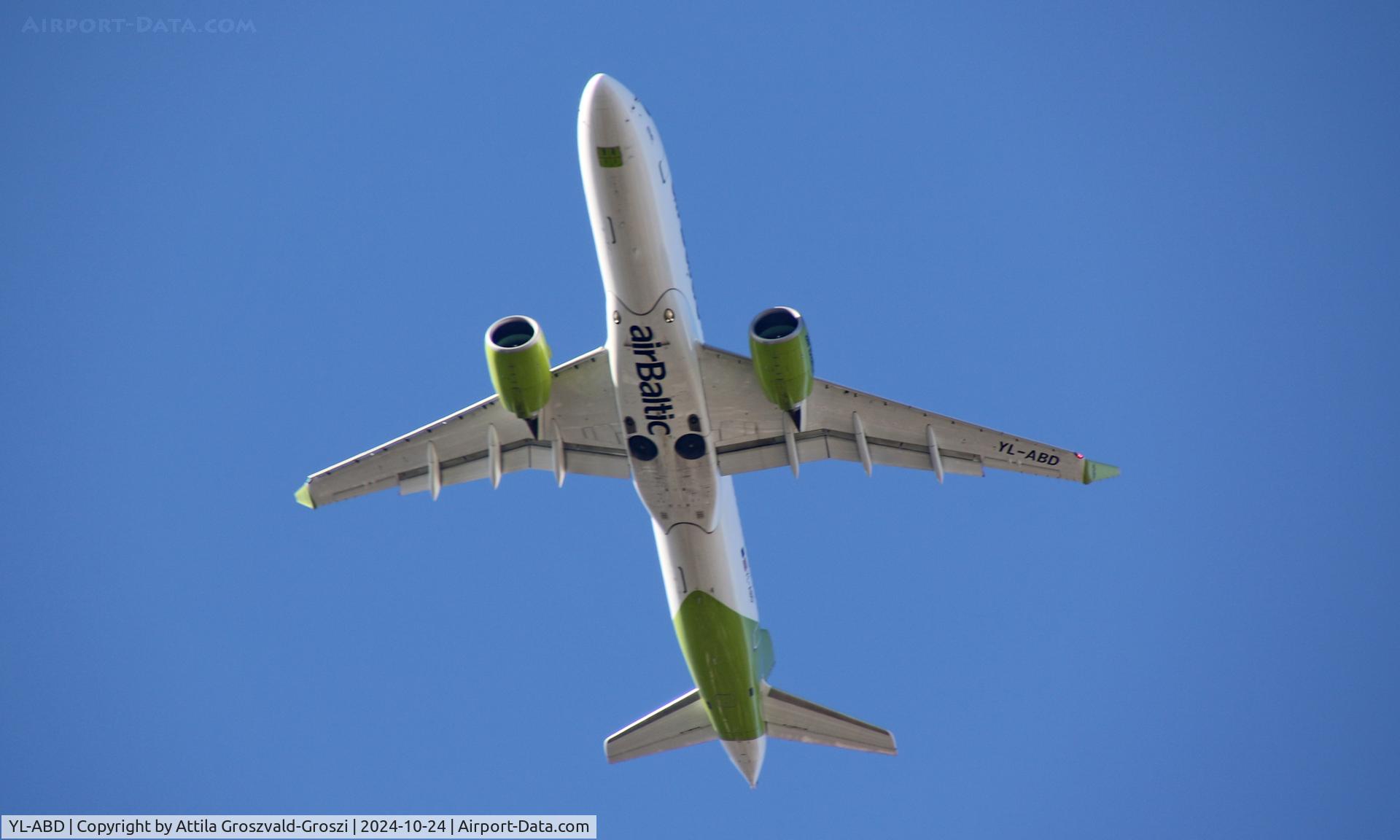 YL-ABD, 2021 Airbus A220-371 C/N 55129, In the airspace of Budapest, Hungary