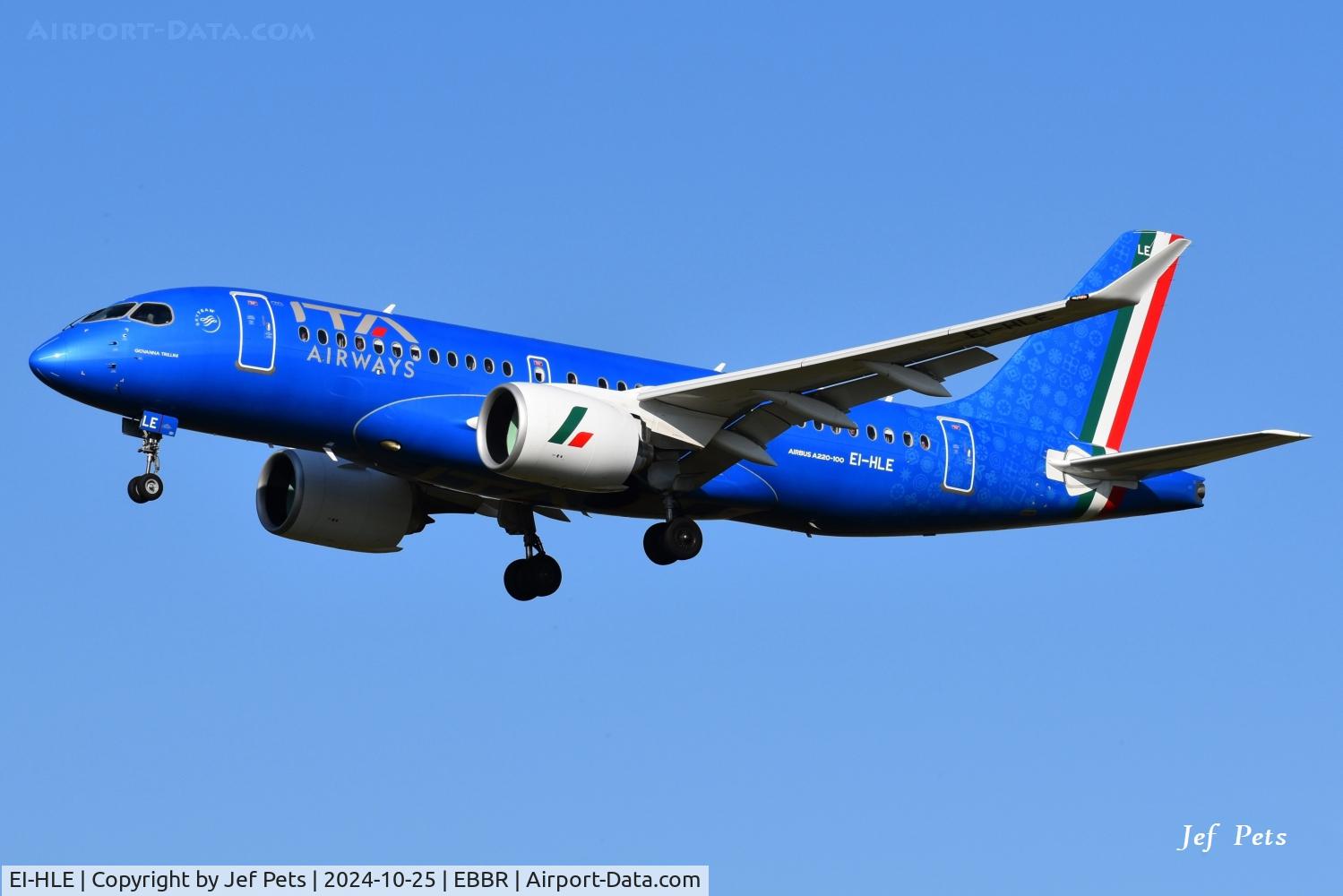 EI-HLE, 2024 Airbus A220-171 (BD-500-1A10) C/N 50073, Flight AZ150 from Milan to Brussels.